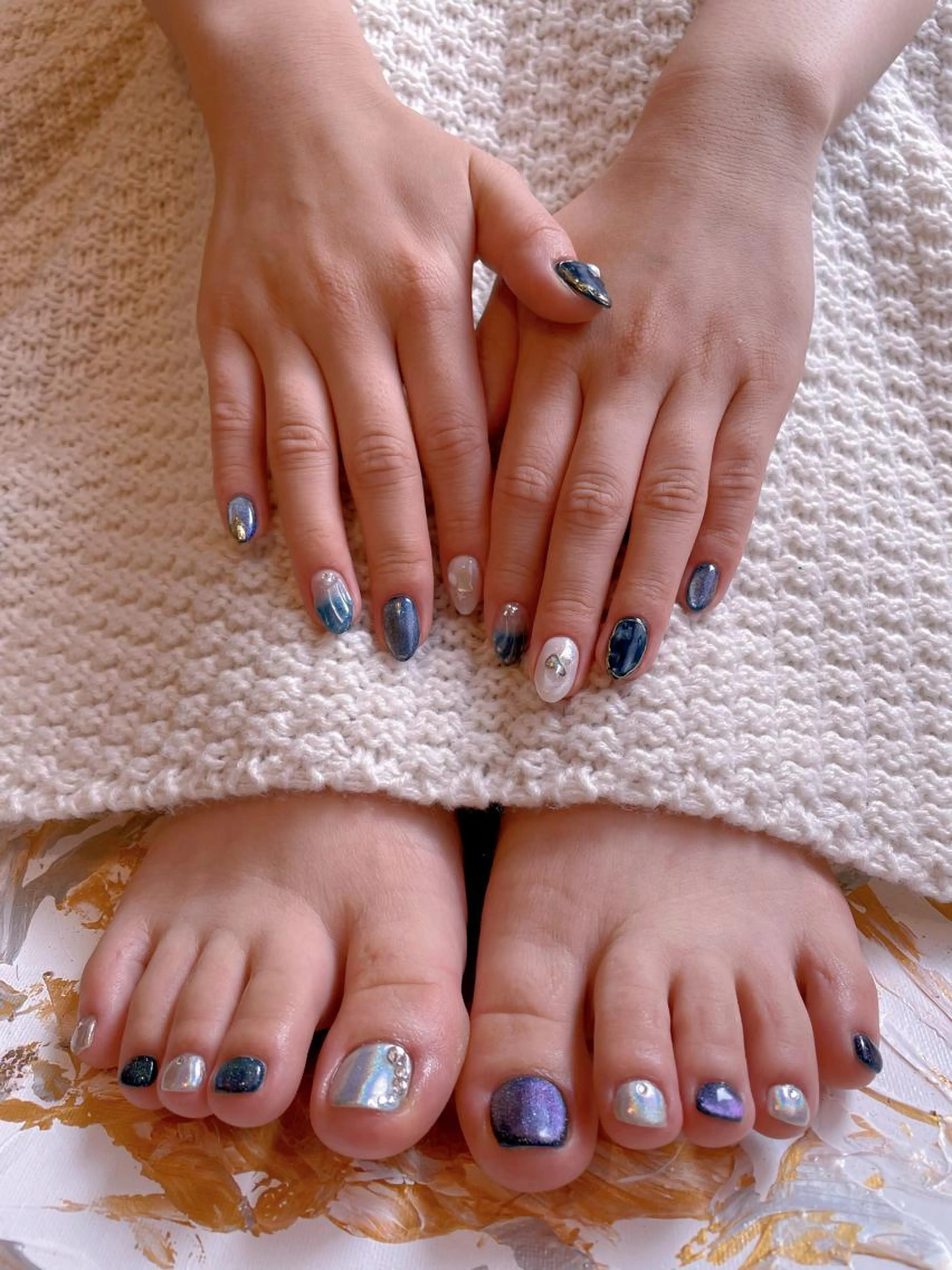 豪華セット✨ハンドフットニュアンスネイル🩵フットバス付き🫧の写真