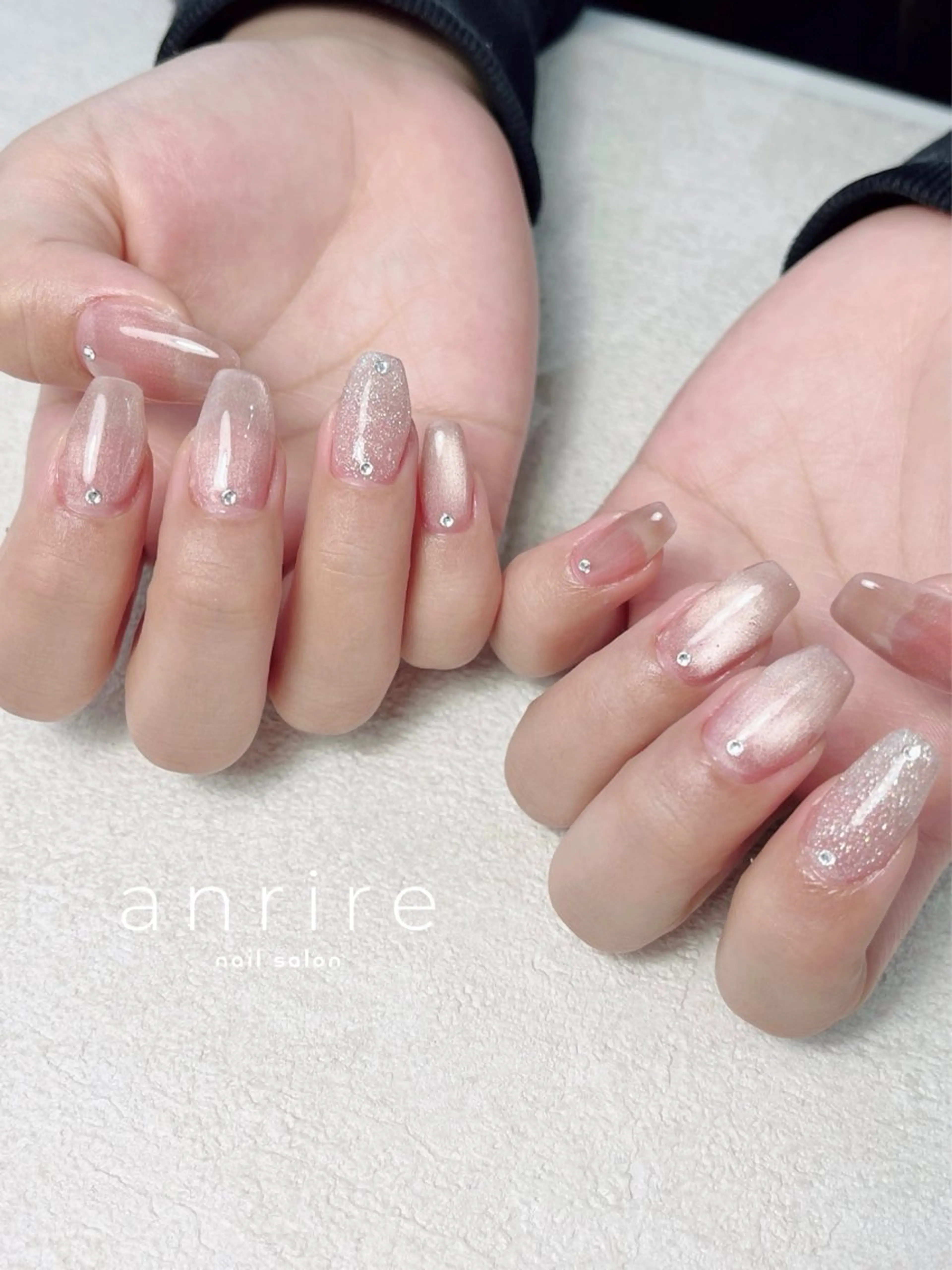 ネイル 長さ出し フラッシュネイル ジェルネイル キラキラネイル ロングネイル ハンドネイル nail salon anrire〜アンリール〜所属・nailsalon anrireのネイルデザイン