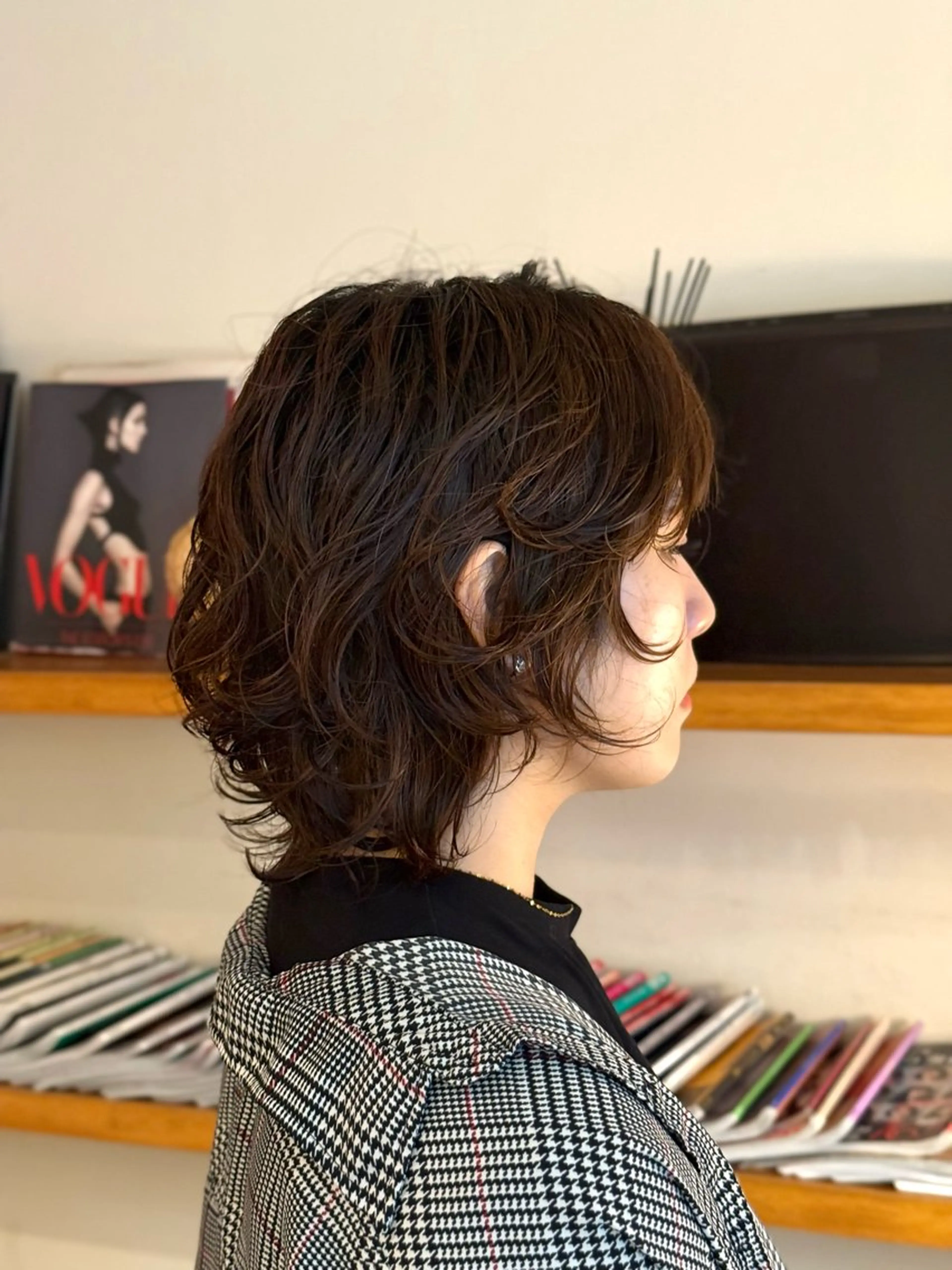 ミディアム パーマ ボブレイヤー ミディアムパーマ ボブ レイヤーカット カット パーマ トリートメント hair  space Syrup所属・レディースパーマ/ 合田  有一朗のヘアスタイル