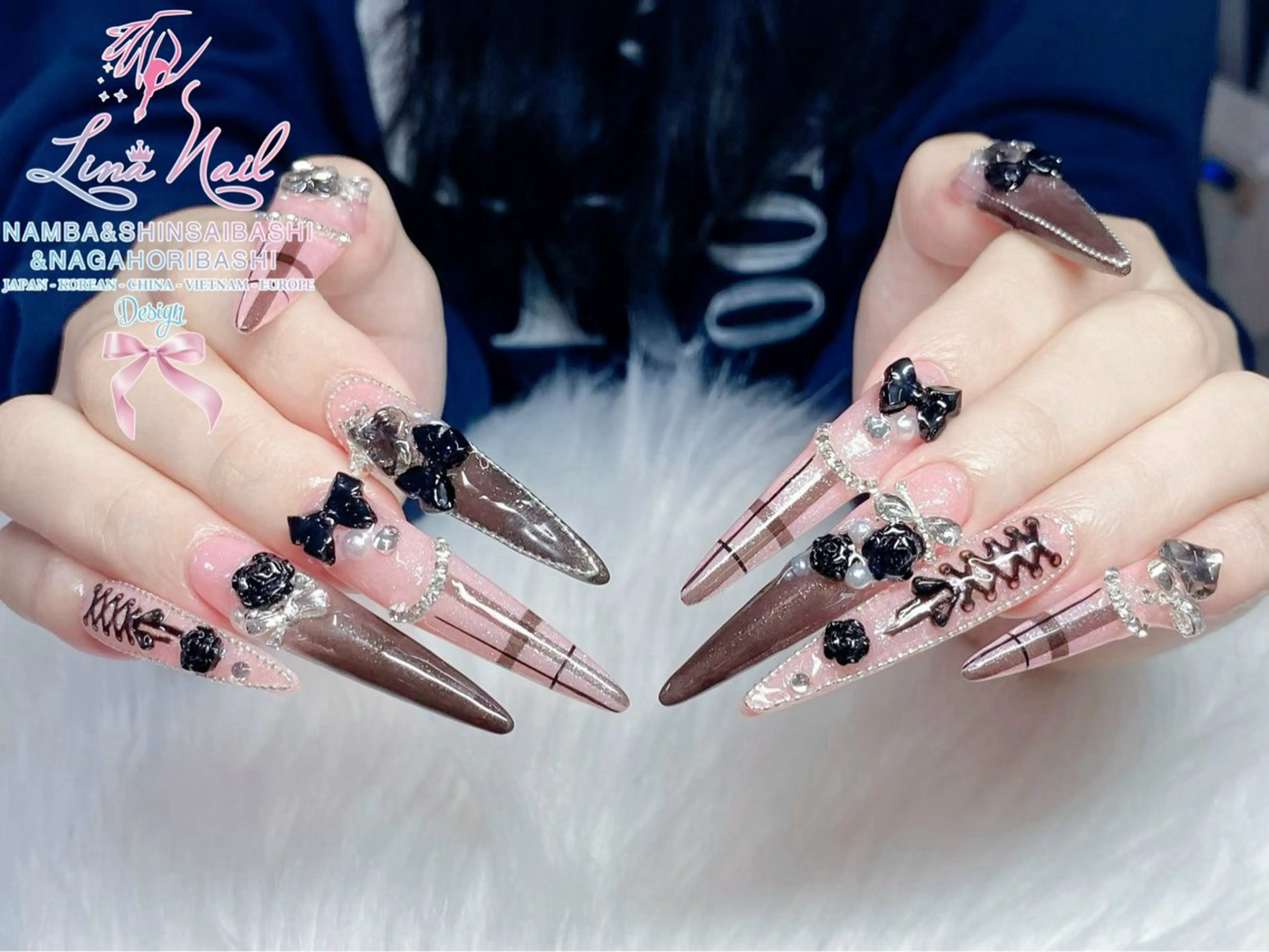 ロング 韓国風ヘア ロング クリスマス 79Linanailnamba所属・Linanail Nambaのネイルデザイン