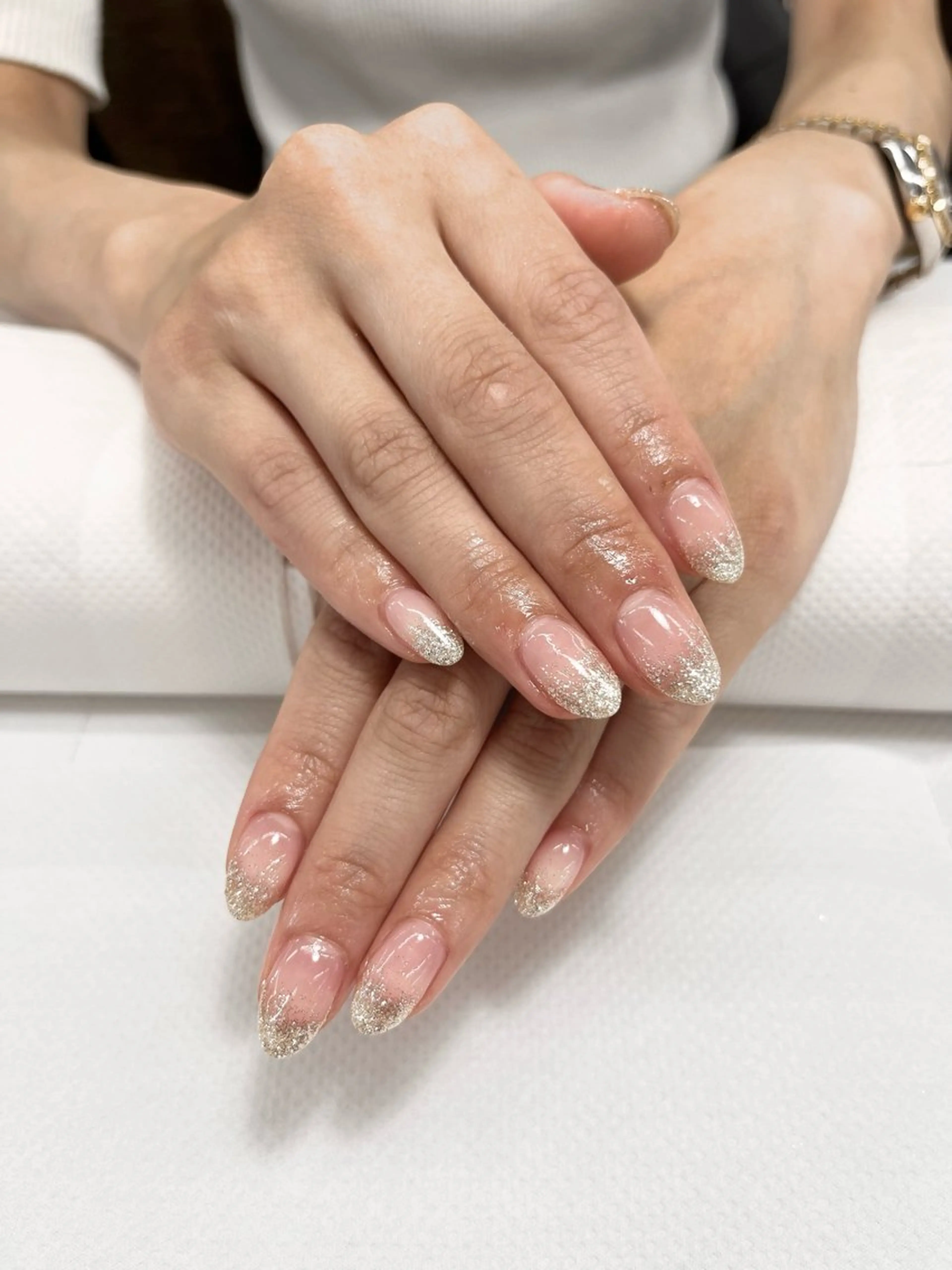 ネイル ゴールド グラデーション ラメ(グリッター) ラメグラデーション シルバー ✿ ʜᴀʏᴀSʜɪ Sᴀᴏʀɪ ✿のネイルデザイン