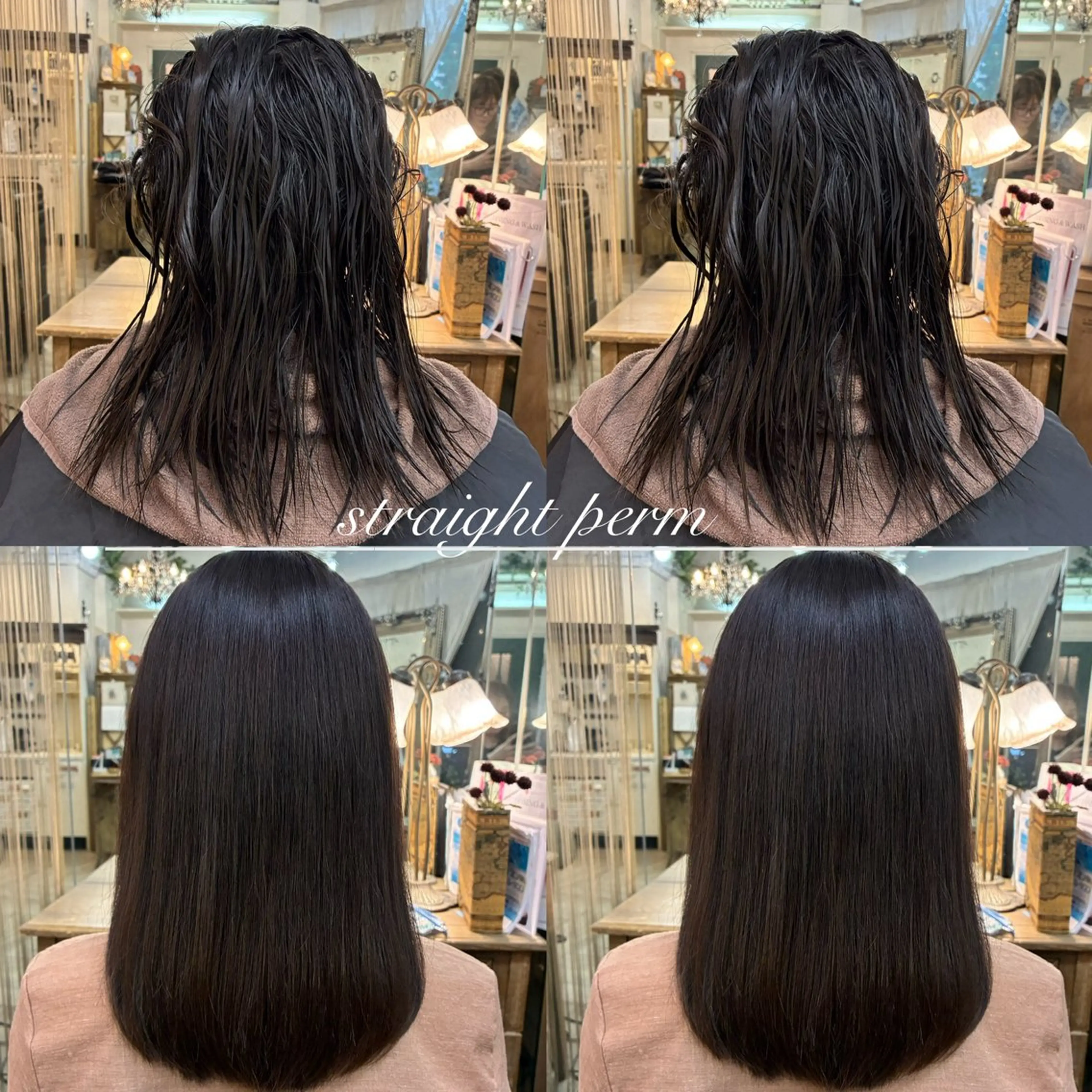 ミディアム 酸性ストレート カット ヘアカラー 縮毛矯正 トリートメント ❤︎大人シック ベージュrihoのヘアスタイル