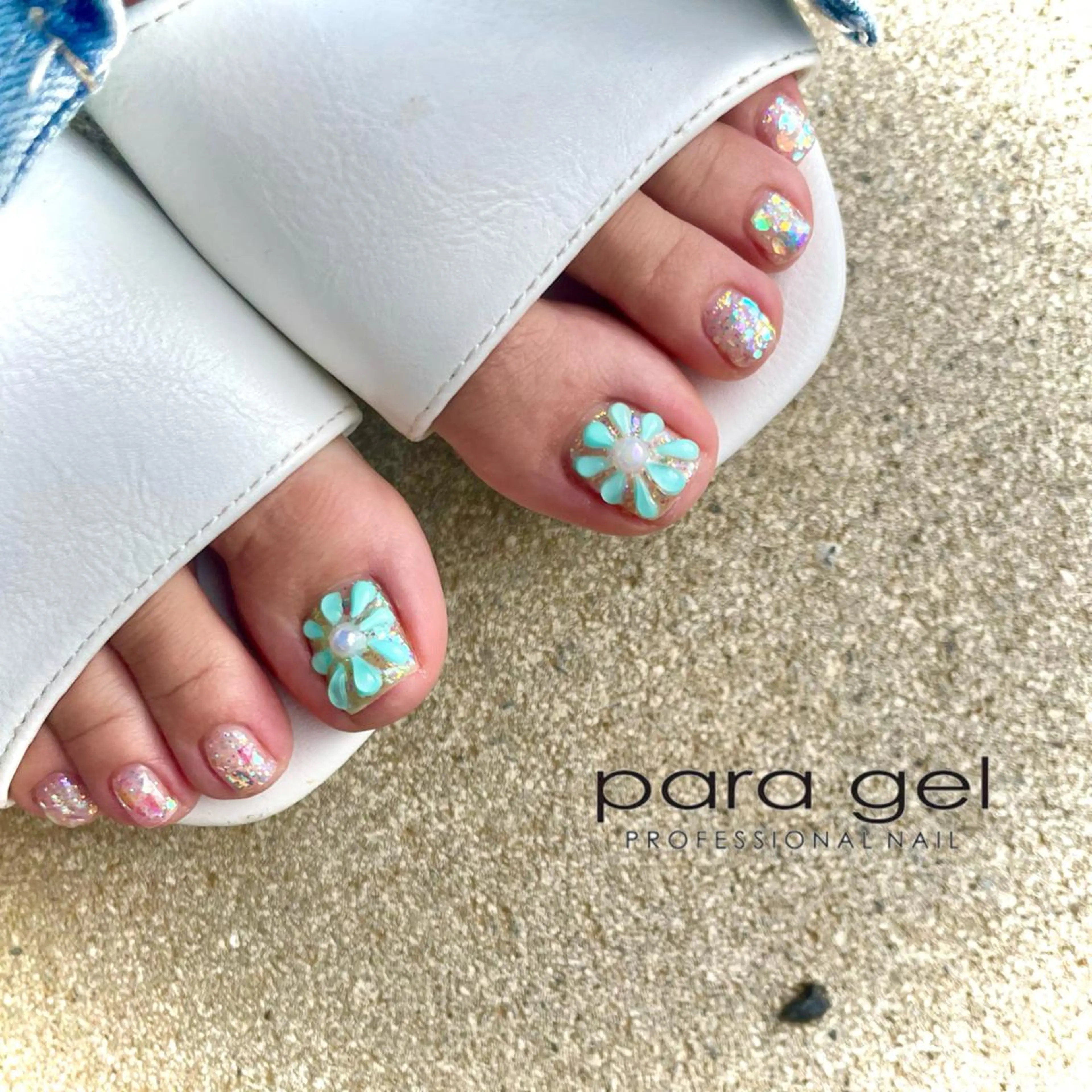 ネイル フラワーネイル フットネイル ジェルネイル パラジェル ぷっくりネイル Bianca🎀 ONODERAのネイルデザイン