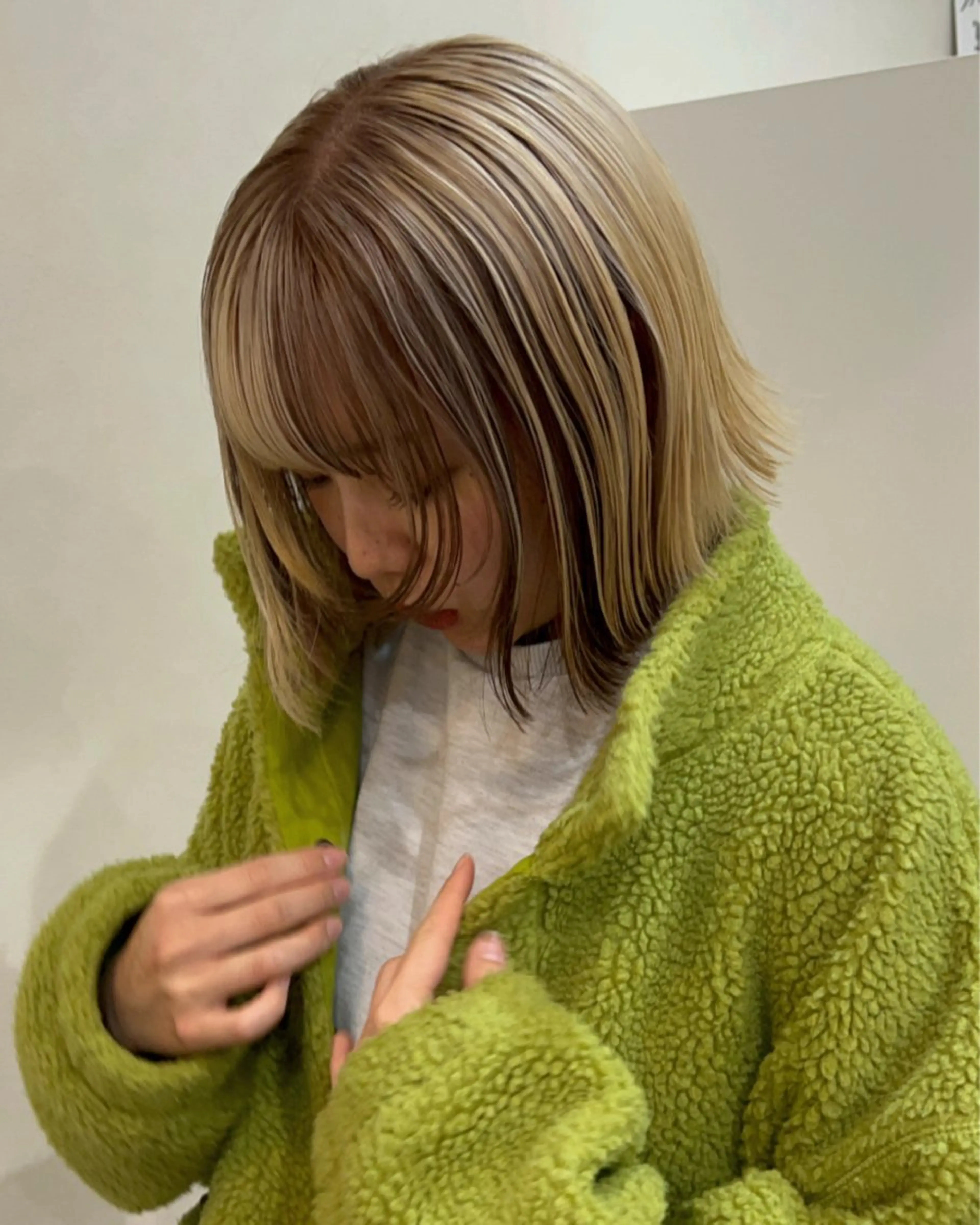 ミディアム ヘアカラー トリートメント ボブ/透明感カラー 🧸YUI❤️のヘアスタイル