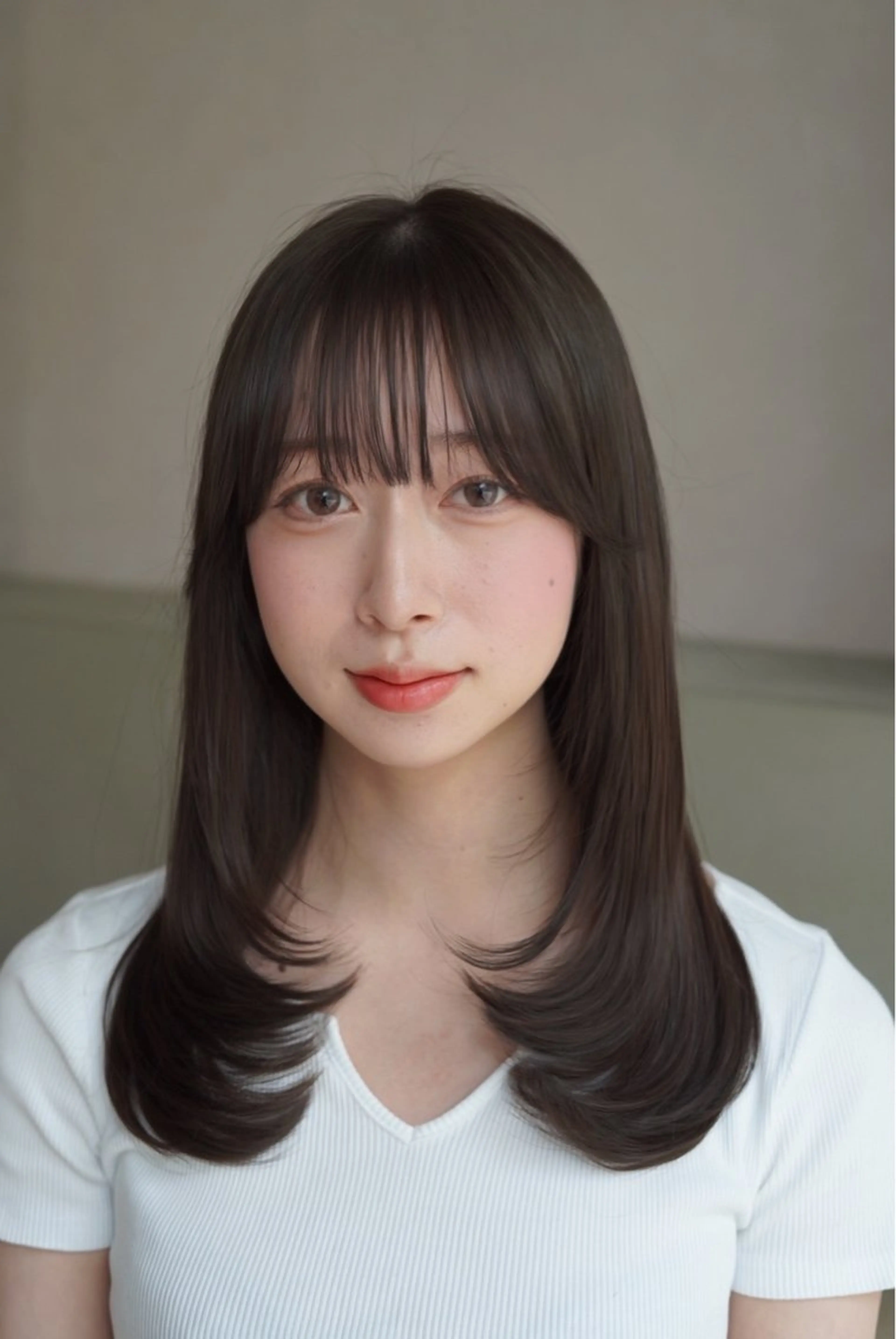 セミロング カラー ブリーチ グレージュ ブリーチなしカラー 髪質改善 韓国風ヘア カット 縮毛矯正 レイヤーカット/ くびれヘア佐藤大空のヘアスタイル