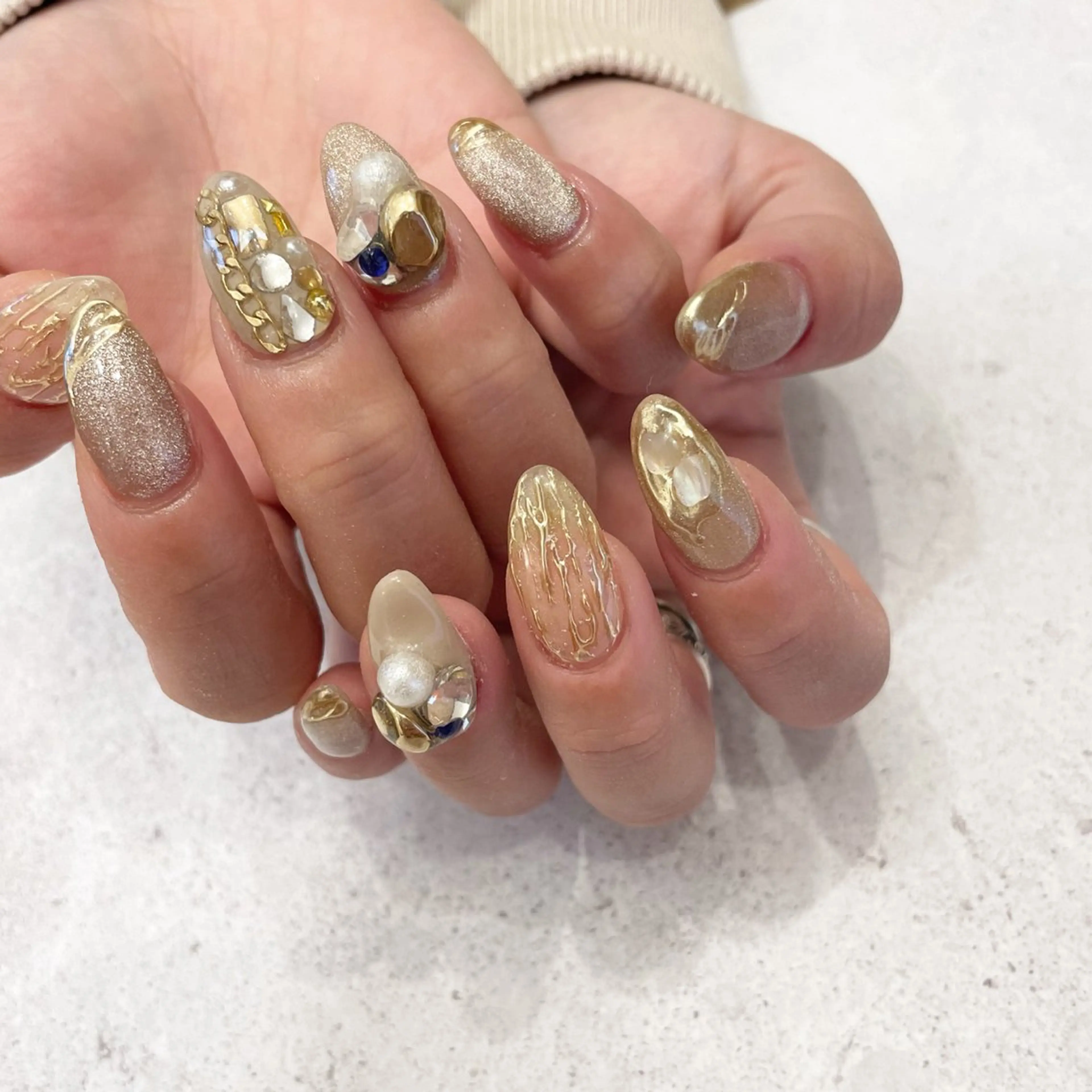 ネイル ハンドネイル Sea  nail by emaのネイルデザイン