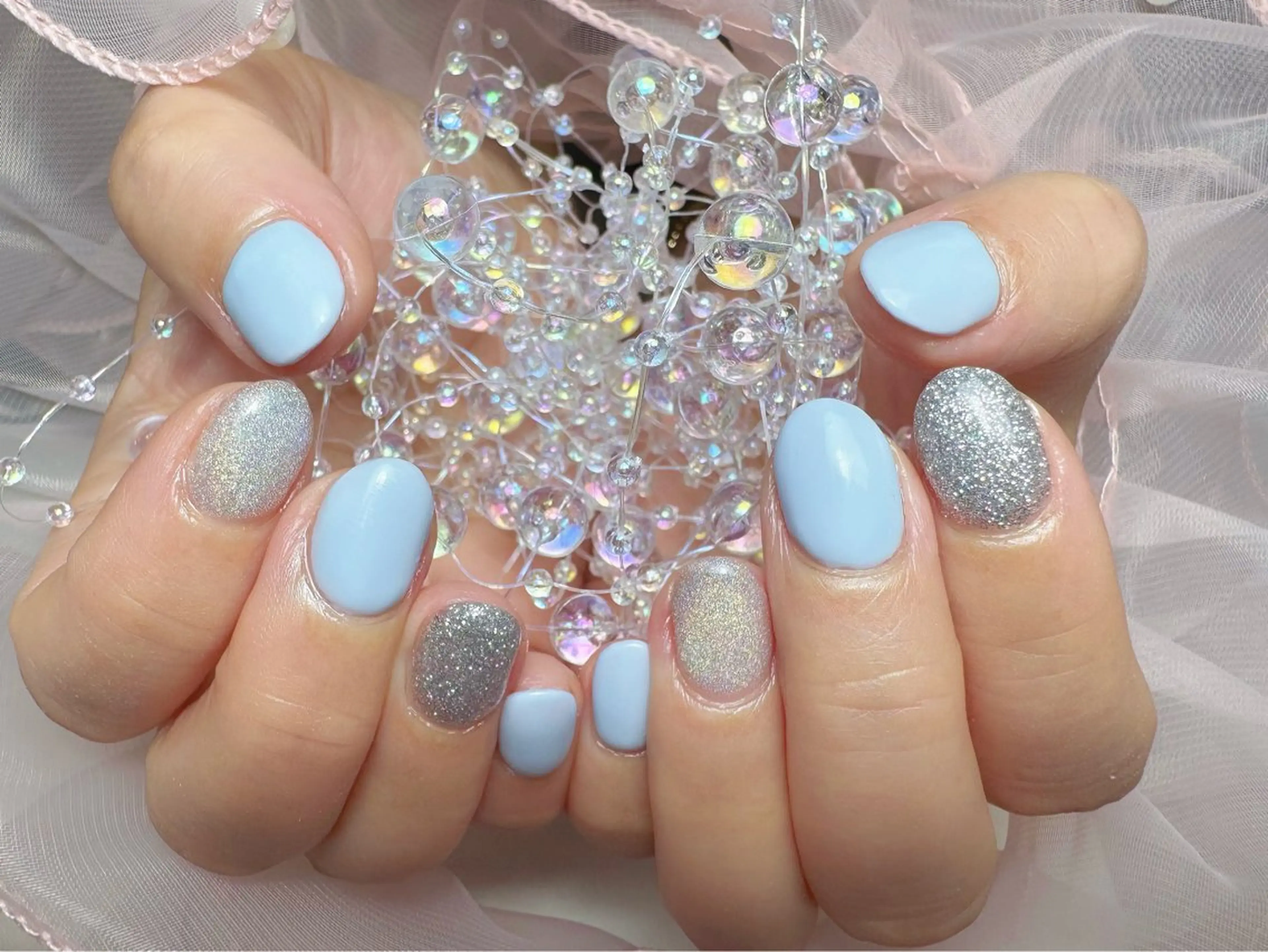 ネイル ブルー ラメ(グリッター) マグネットネイル ビューティーサロン　フラワーズ所属・ビューティーサロン フラワーズ　ヒのネイルデザイン