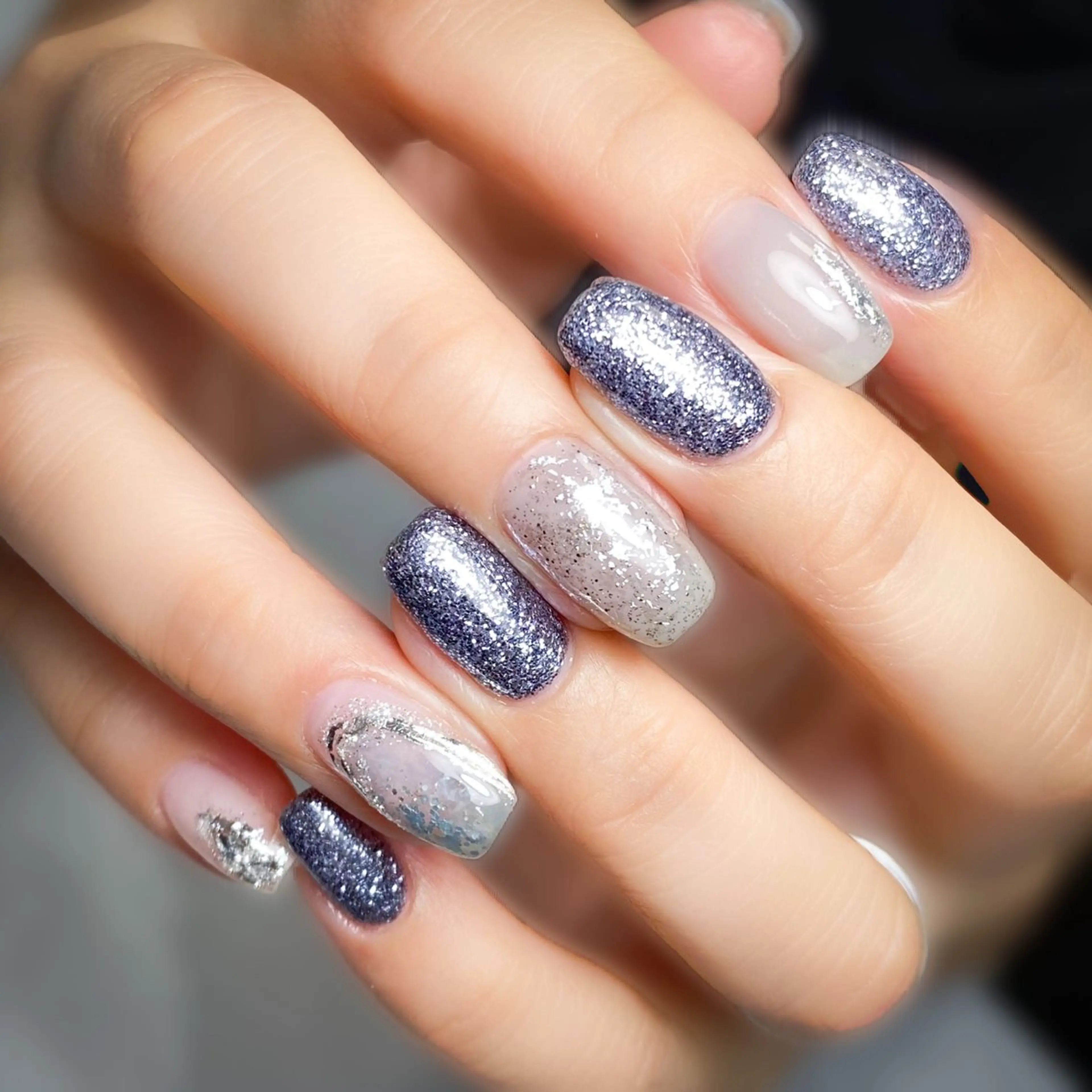 ネイル ブルー ラメ(グリッター) ニュアンスネイル ワンカラーネイル ハンドネイル &.nail/ ニュアンス/持込み可のネイルデザイン