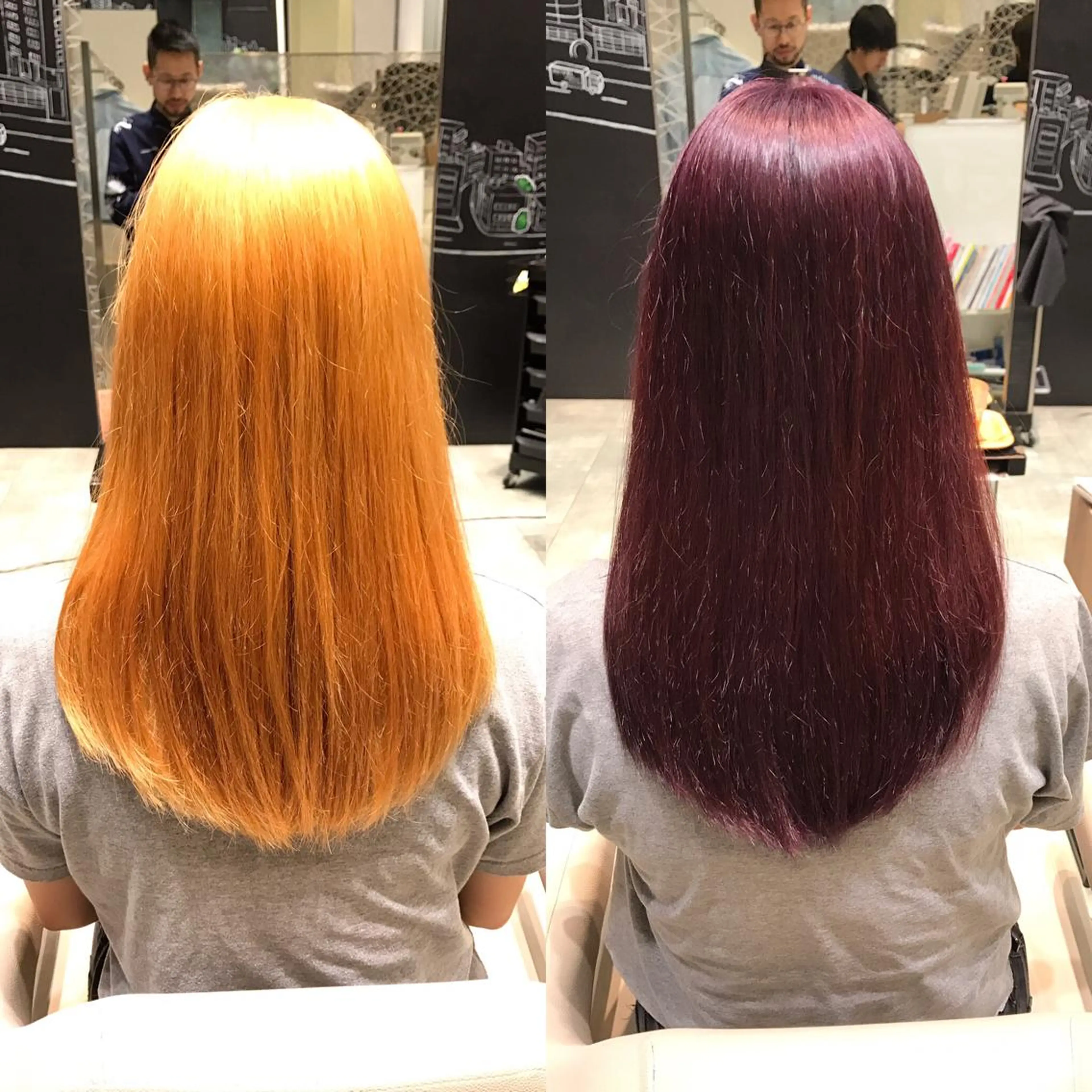 セミロング カラー ヘアアレンジ ピンクカラー バイオレットカラー Re:ta KANZOのヘアスタイル