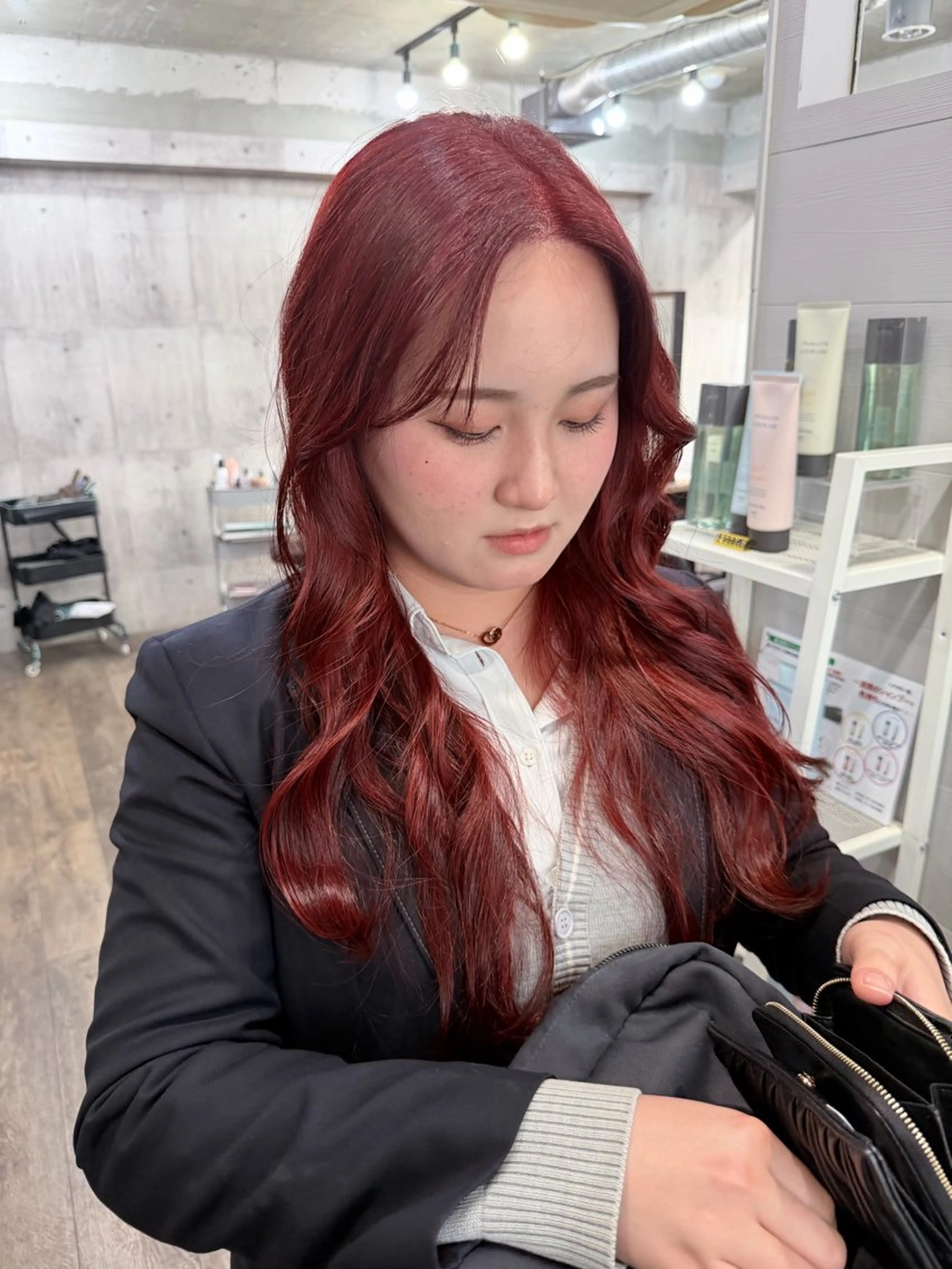 ロング ボブ ハイライト レイヤーカット サニーサイド大名 ダブルカラー髪質改善のヘアスタイル