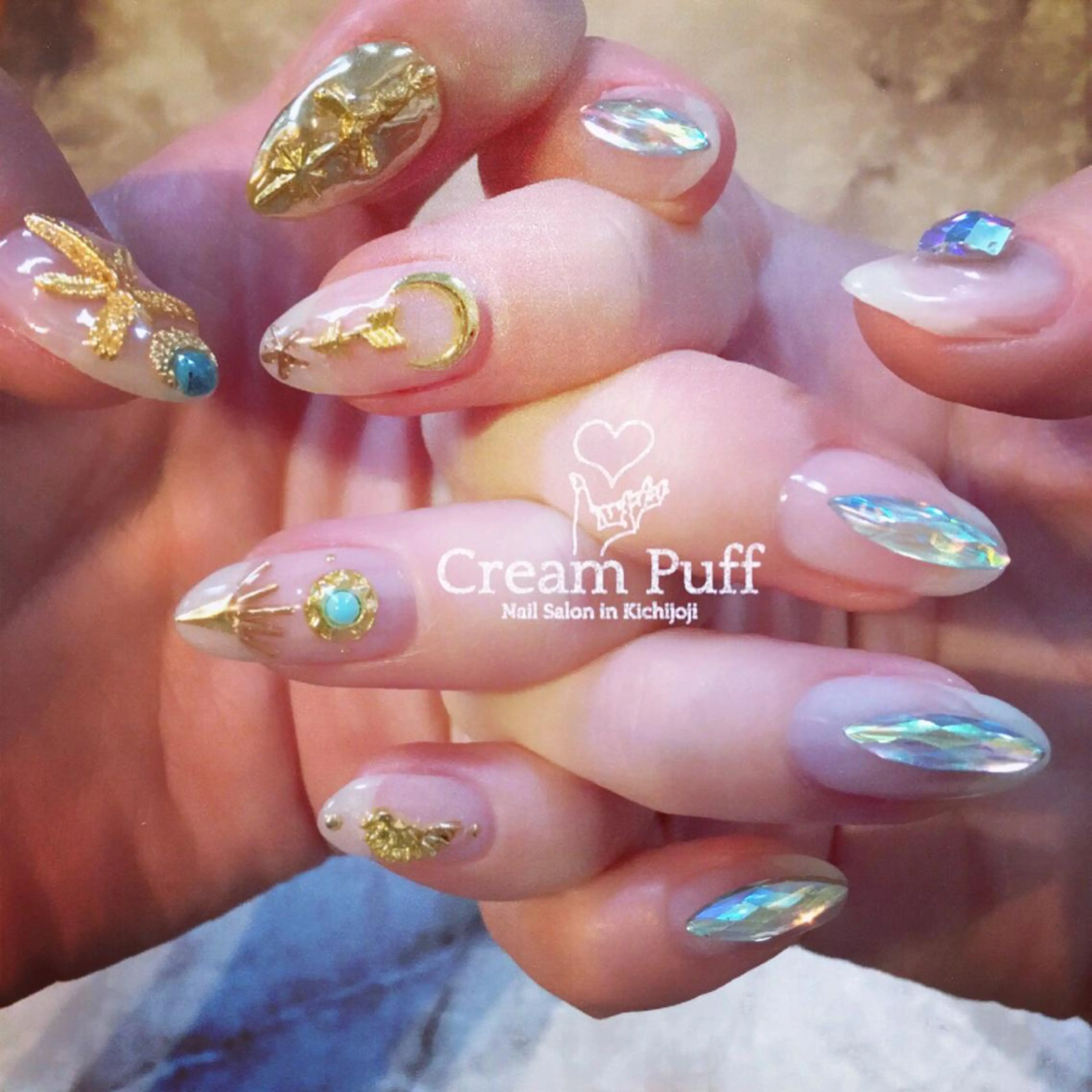 ネイル クリアネイル キラキラネイル ストーンネイル HAMANO MIKAのネイルデザイン