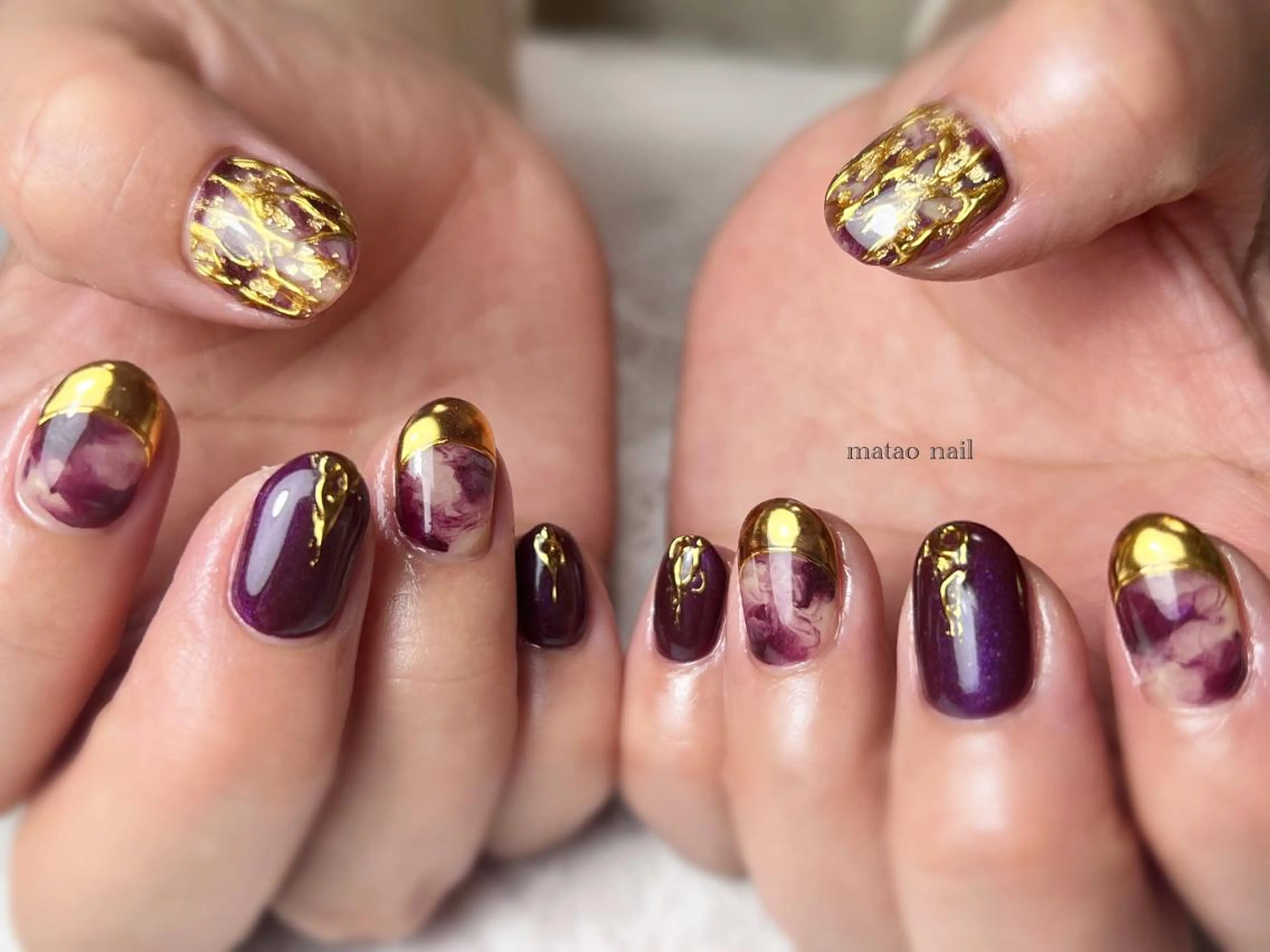 ネイル ゴールド ミラーネイル ハンドネイル フットネイル matao nailのネイルデザイン