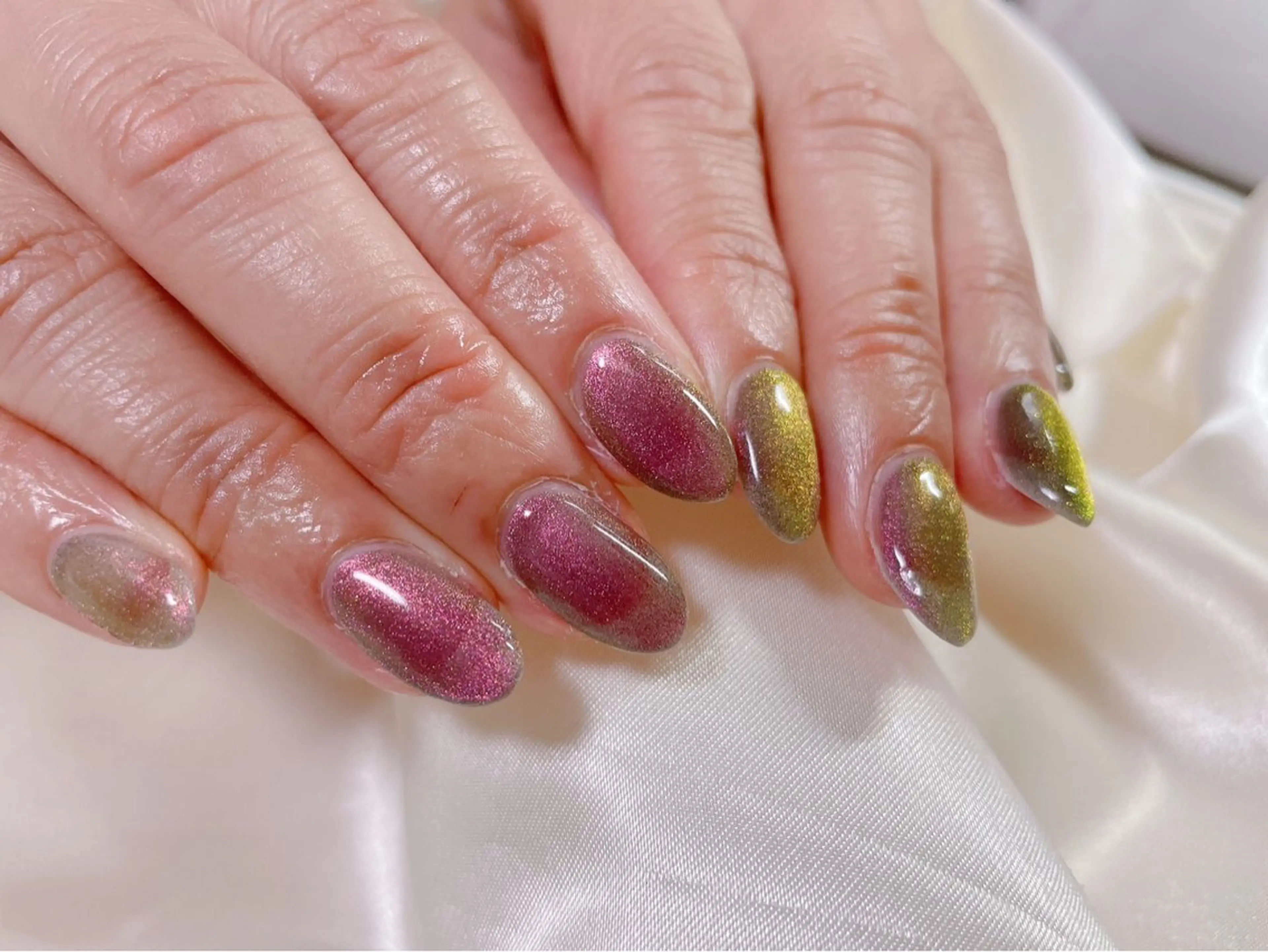 ネイル オーロラネイル フットネイル フレンチネイル ジェルネイル 韓国ネイル Mogu nail 二子玉川のネイルデザイン