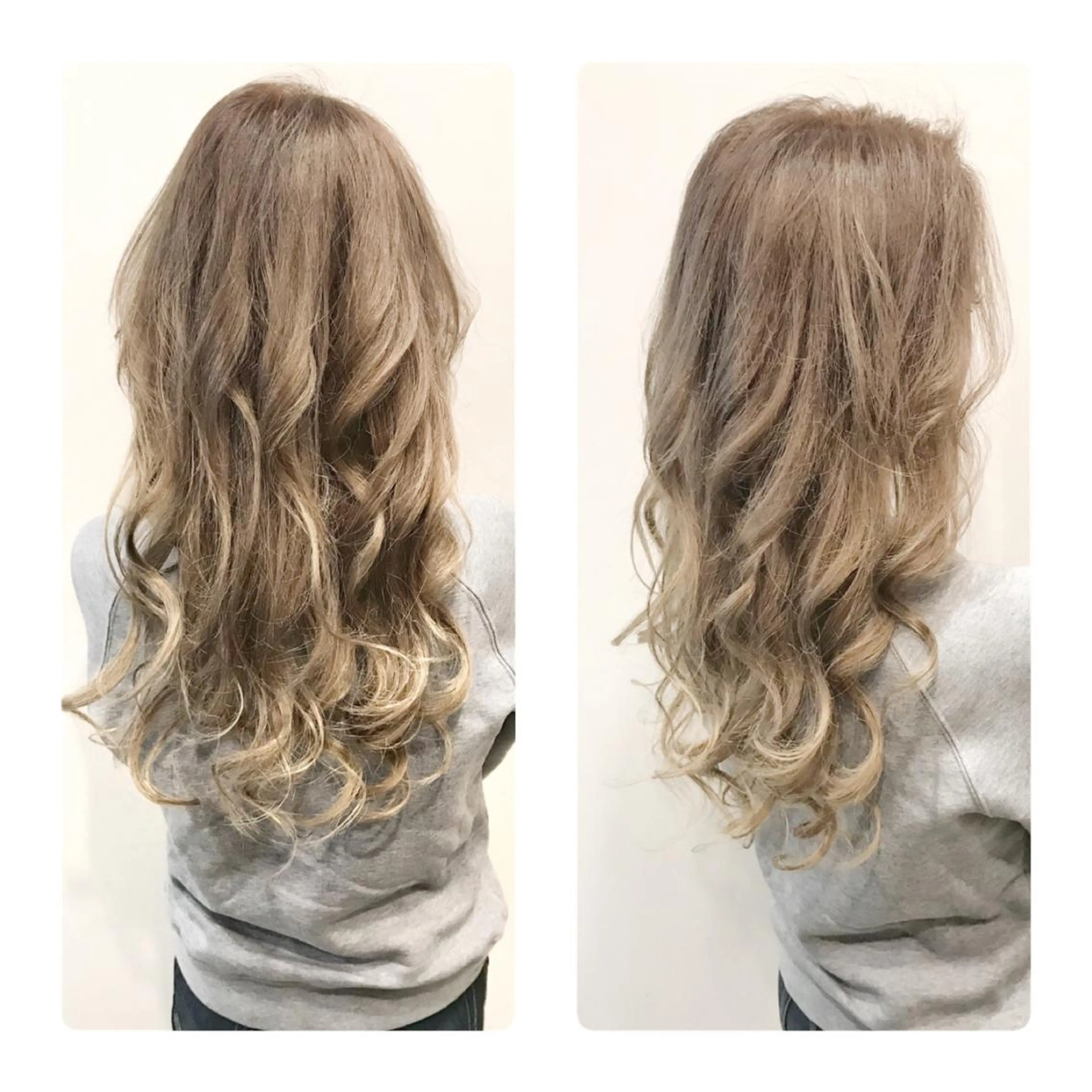 ロング カラー ヘアアレンジ アッシュ ベージュカラー ホワイトアッシュ skin所属・中村 梨沙のマツエク・マツパデザイン