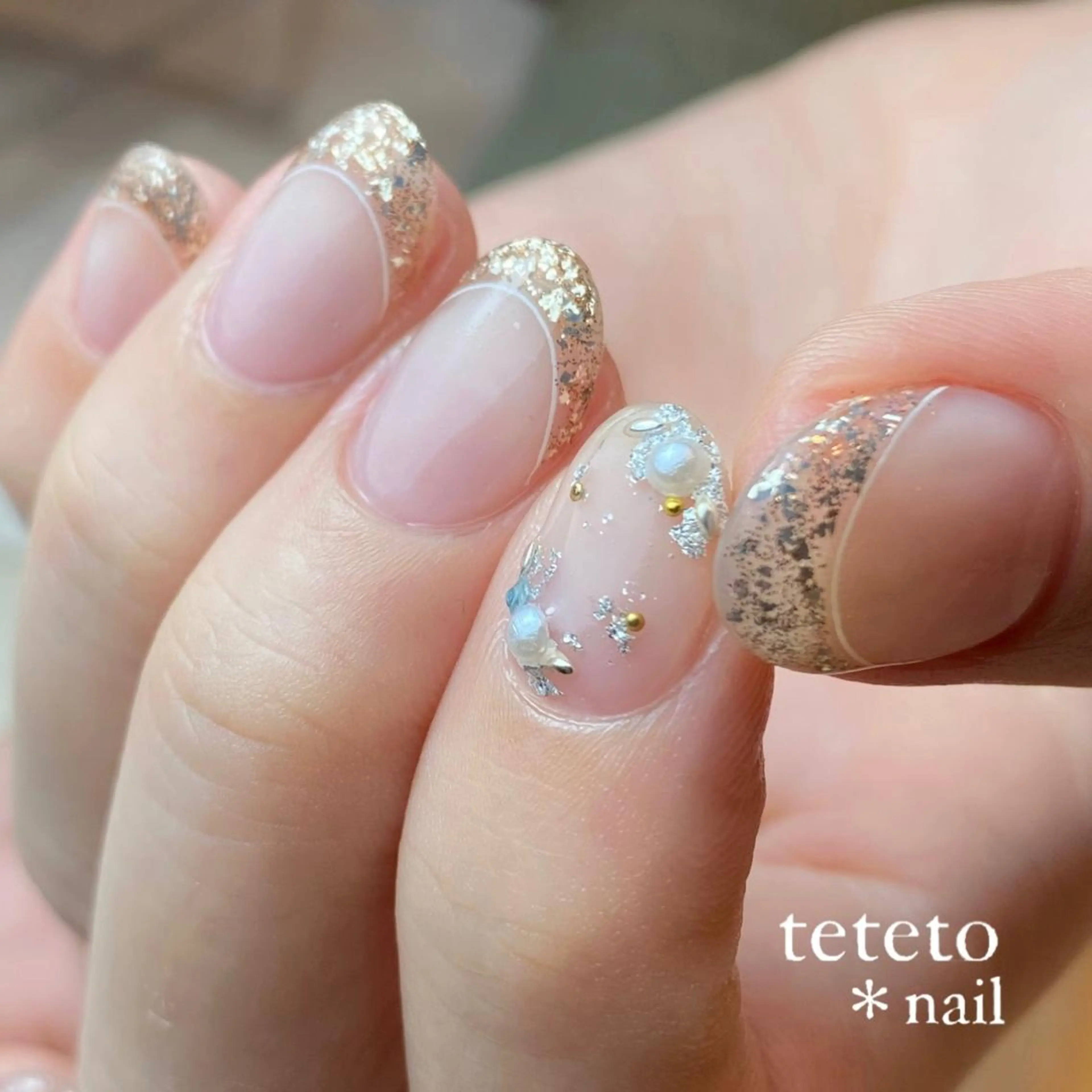ネイル フレンチネイル キラキラネイル teteto＊nail所属・テテト ＊ネイルのネイルデザイン