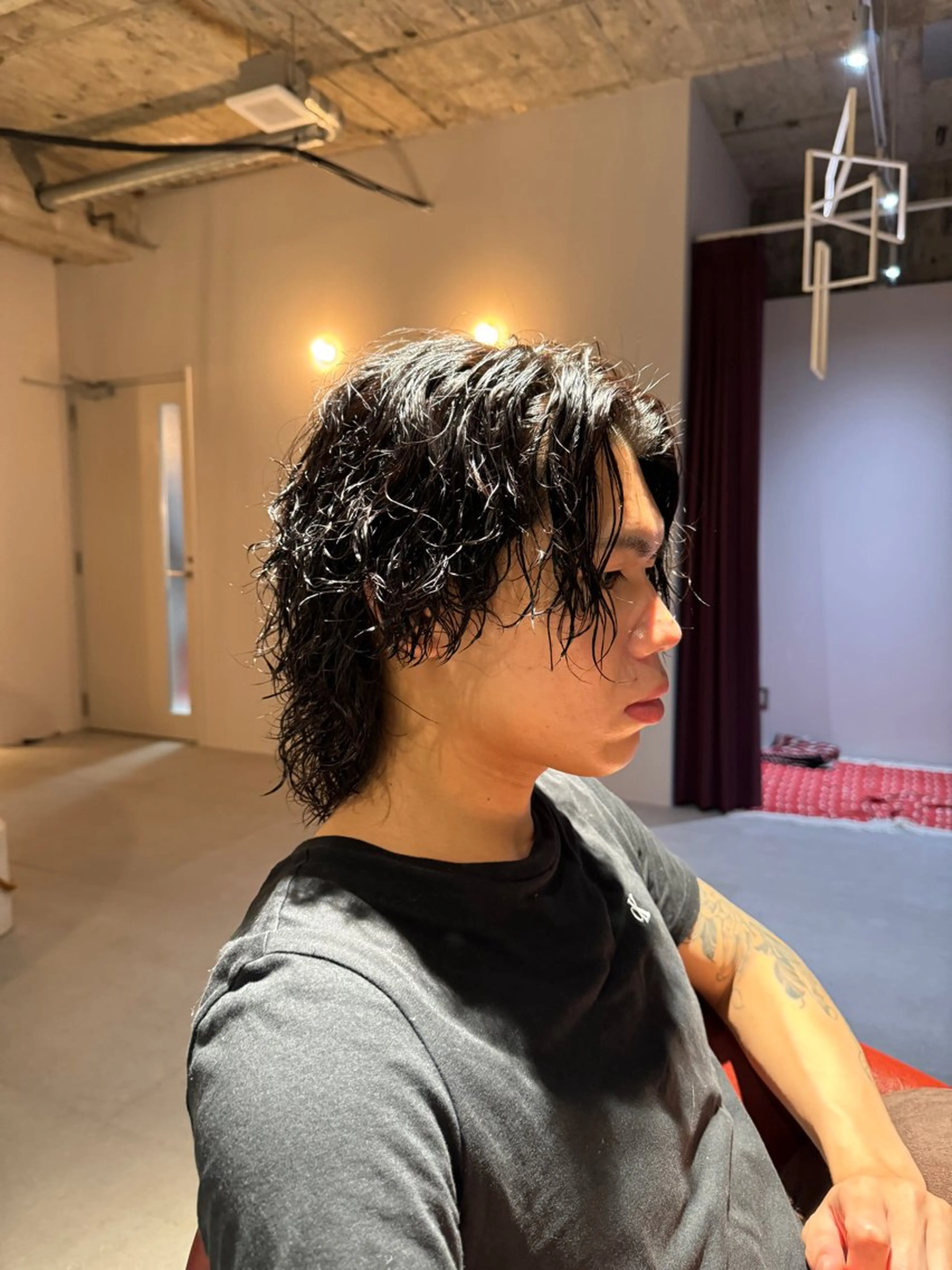ミディアム パーマ 森田 鴻之介のヘアスタイル