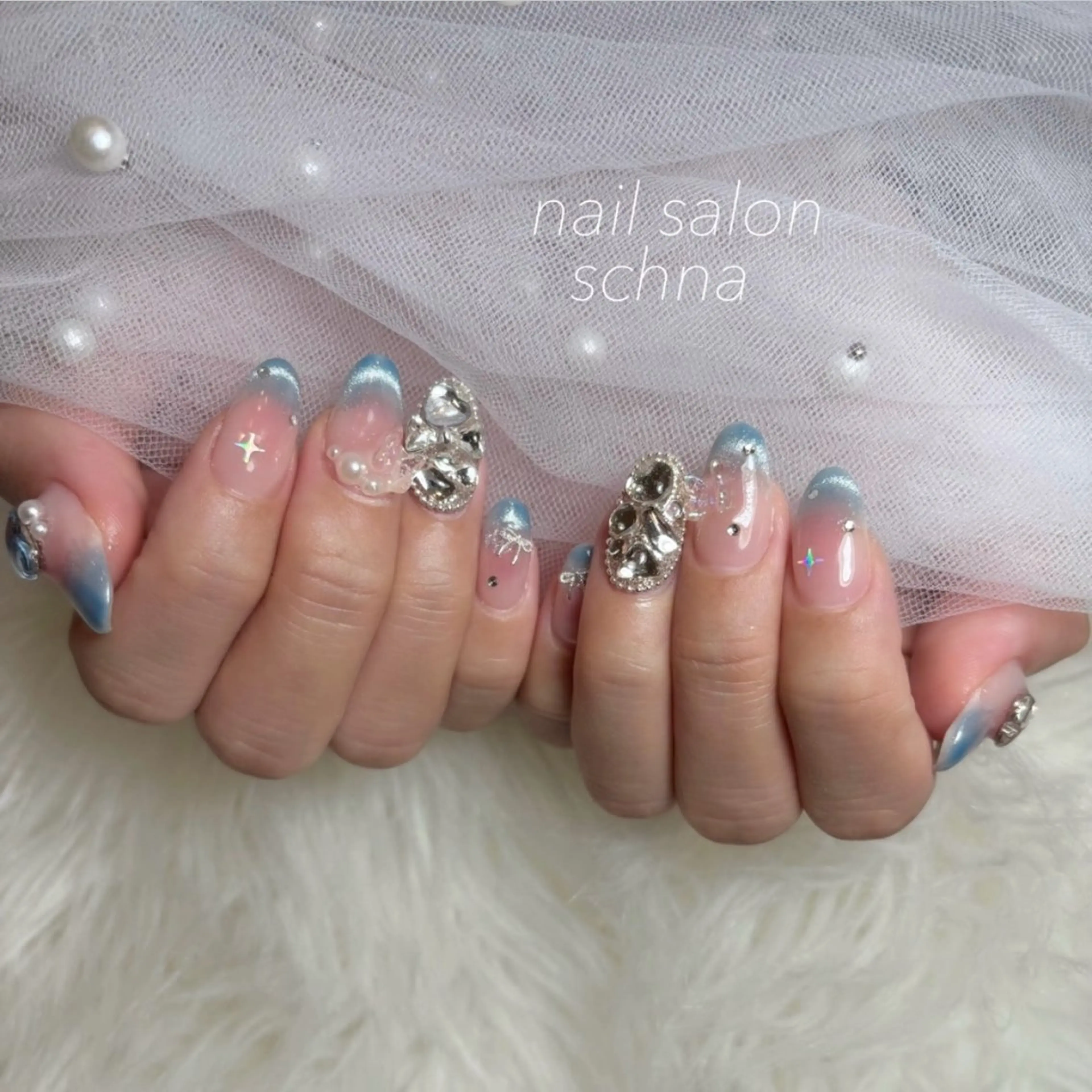 ネイル フレンチネイル マグネットネイル マグネットフレンチ nail salon schnaのネイルデザイン