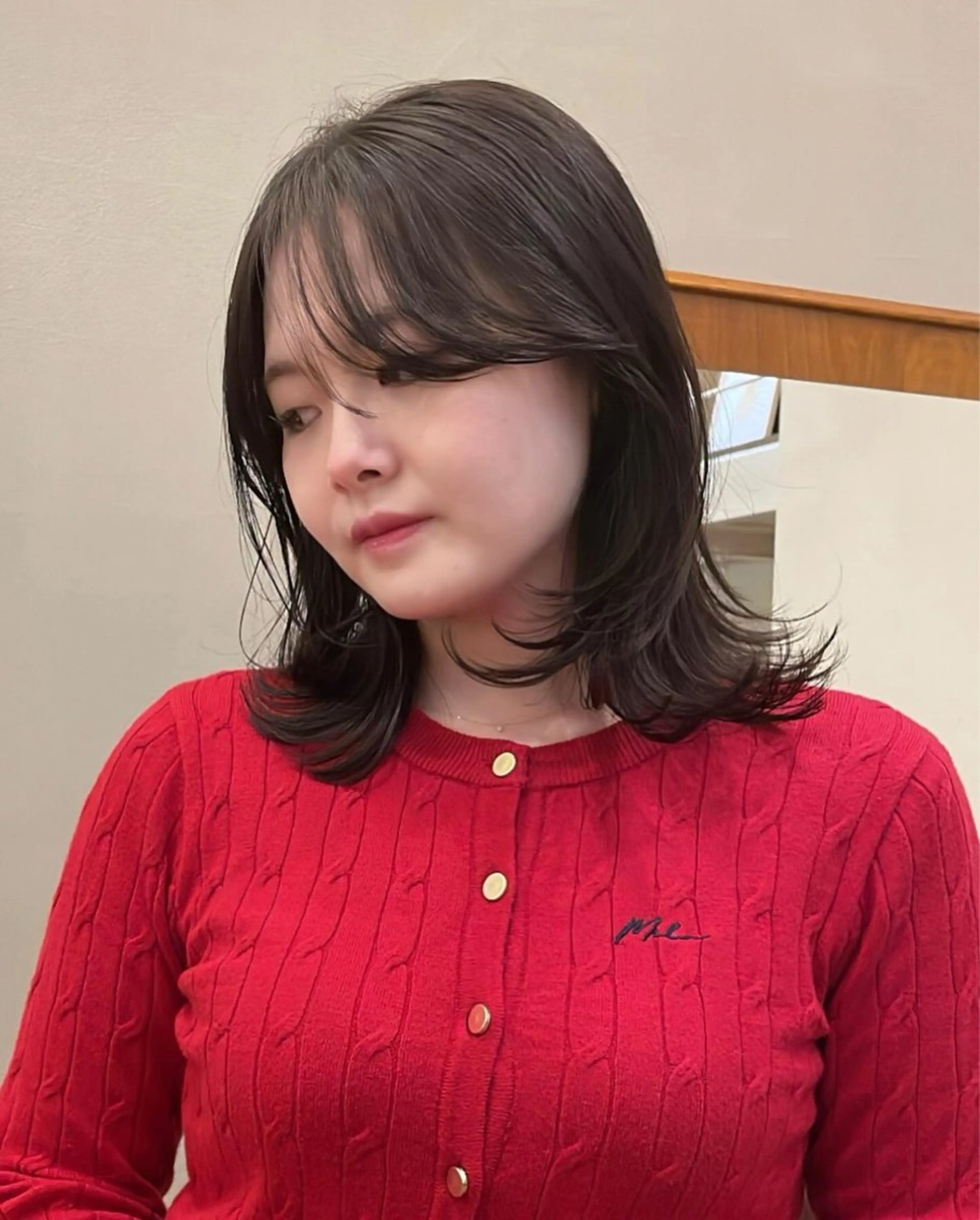 ミディアム 顔周りカット レイヤーカット tete nico所属・似合わせ/ヘアカラー nanami🌸のヘアスタイル