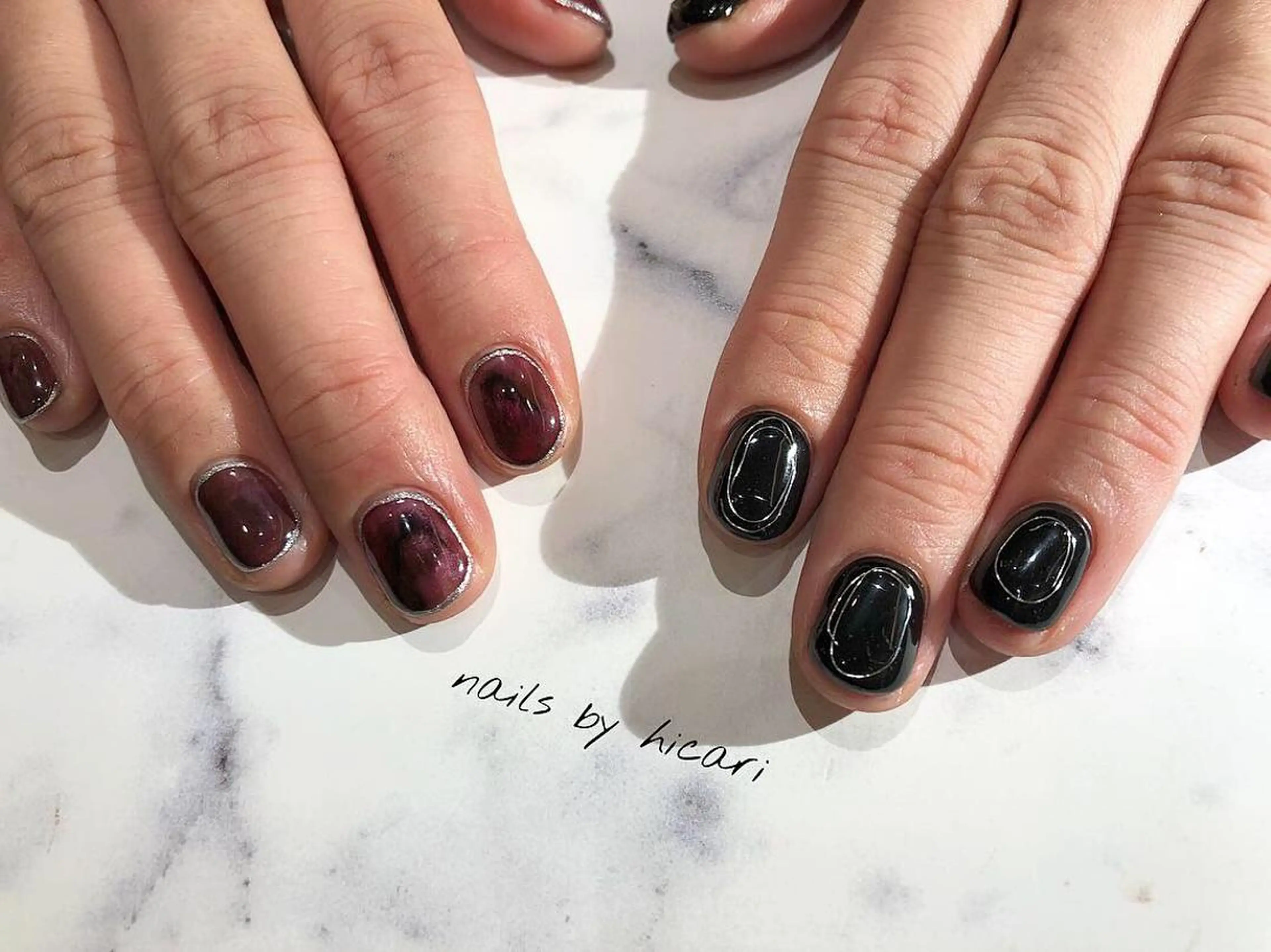 ショート カラー ネイル マツエク・マツパ ハンドネイル illum hicariのネイルデザイン