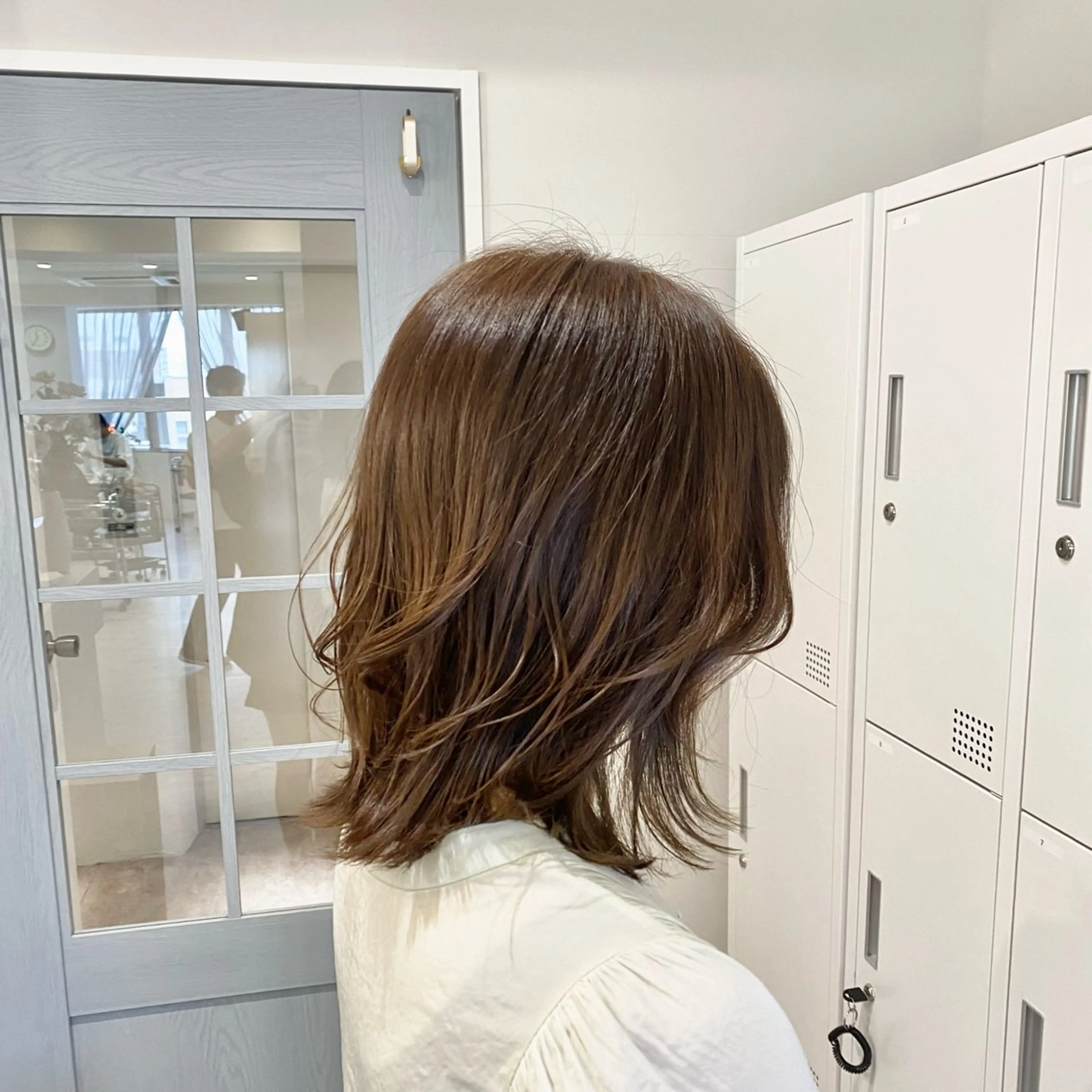 ミディアム カラー ヘアアレンジ カット ヘアカラー トリートメント 🍒透明感カラー/ emiri🍒のヘアスタイル