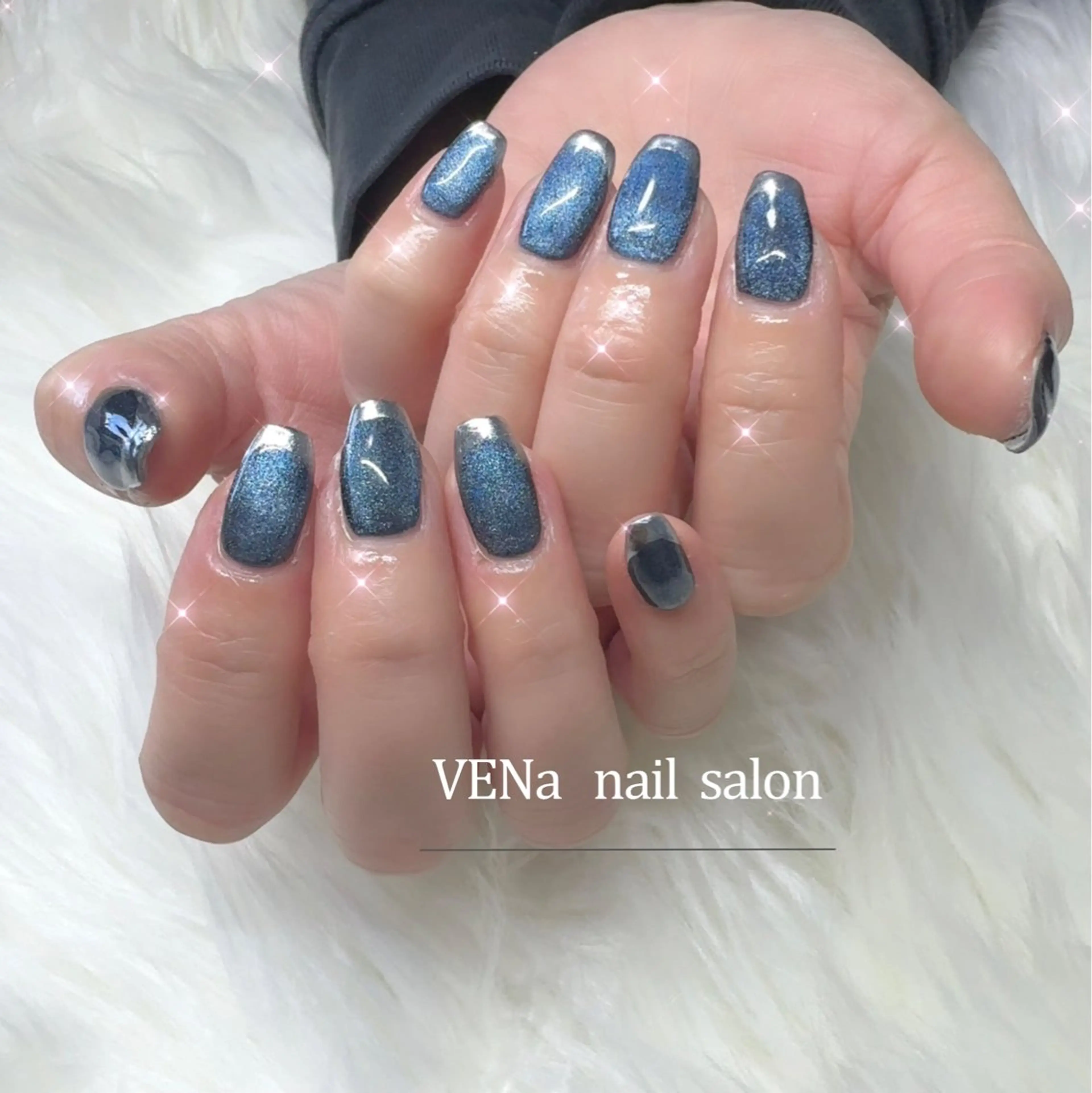 ネイル フレンチネイル マグネットネイル ミラーネイル VENa eye＆ nail salonのネイルデザイン