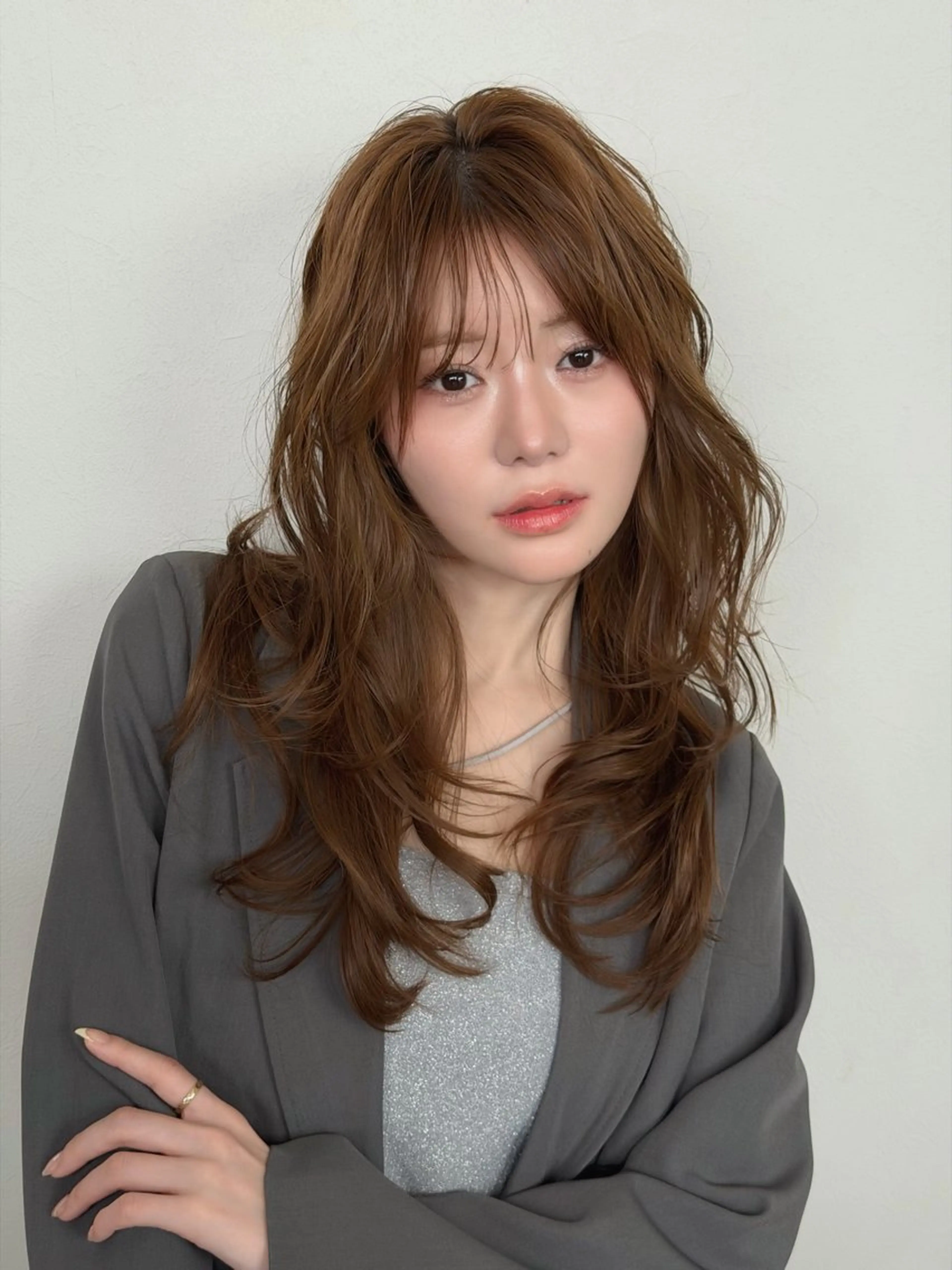 セミロング レイヤーカット カット ヘアカラー トリートメント ✨透明感カラー/縮毛 恵比寿HAYATO✨のヘアスタイル