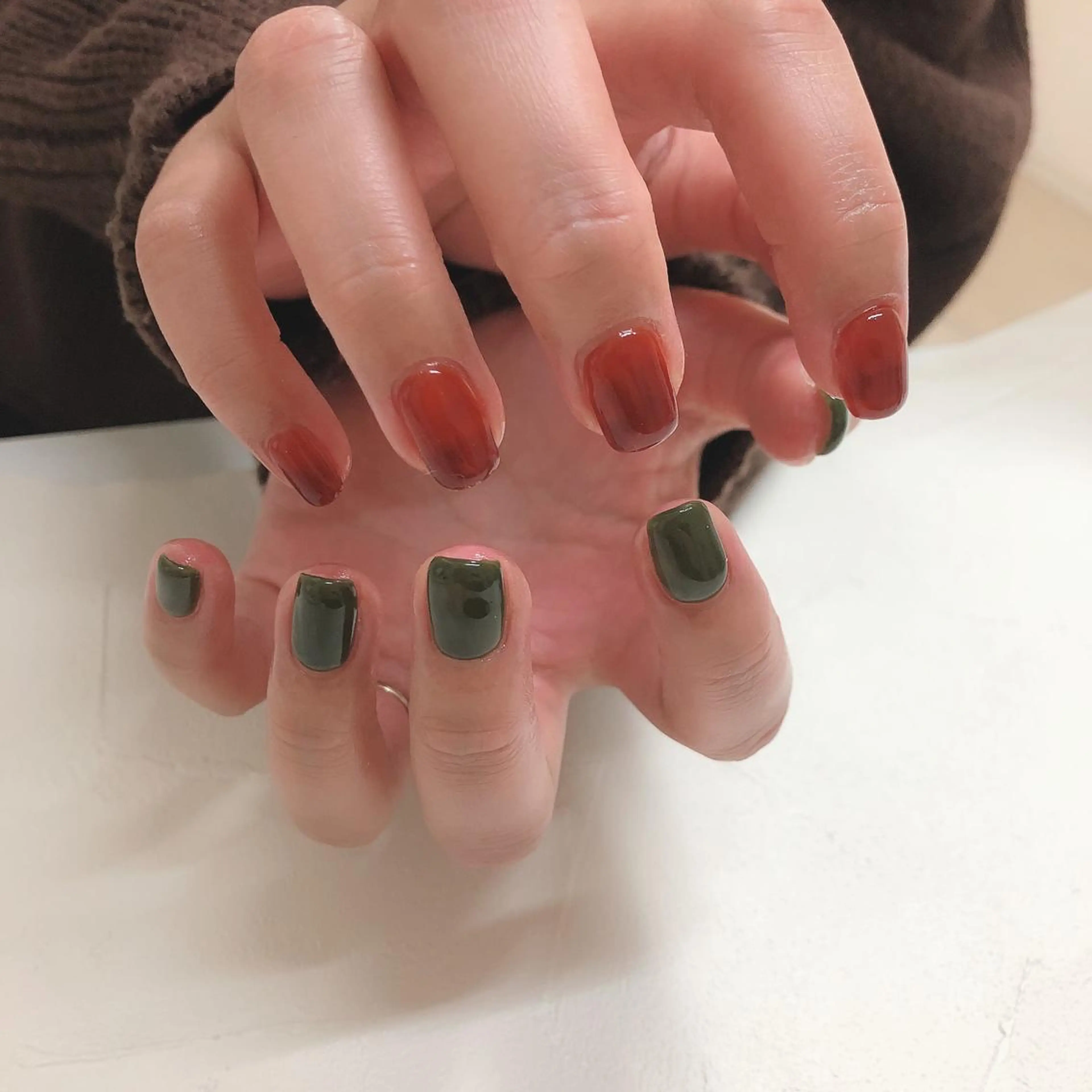 ネイル グラデーション ワンカラーネイル 冬ネイル クリスマス nails 🎀meのネイルデザイン
