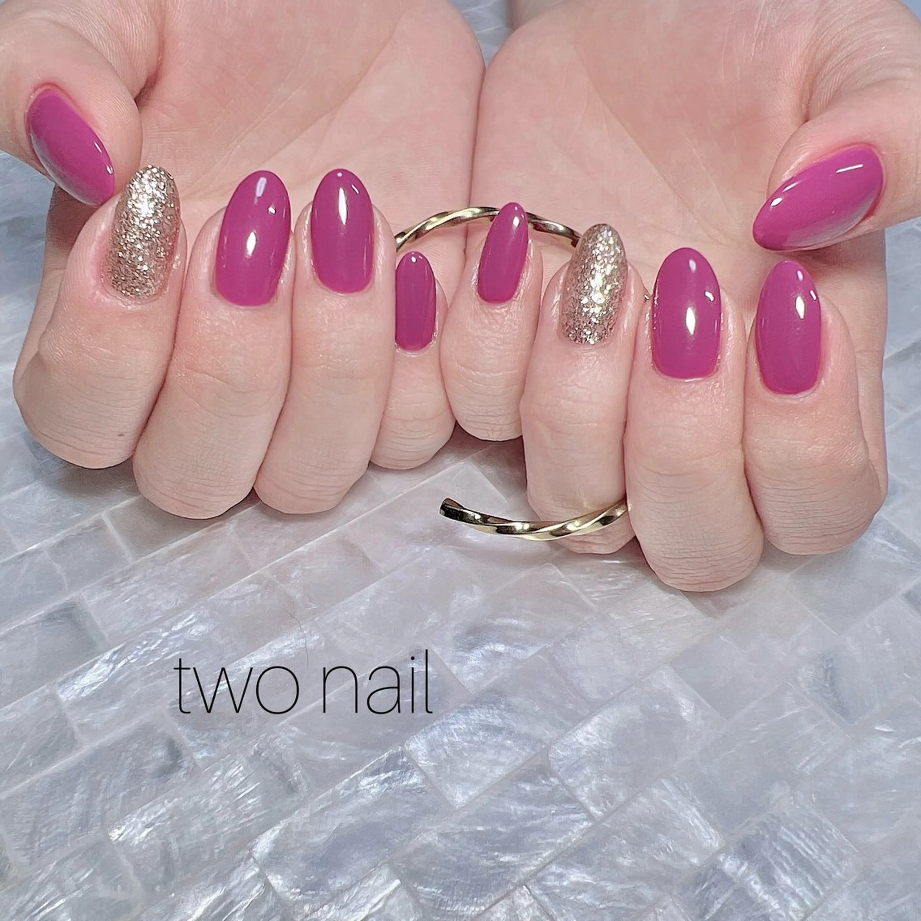 ネイル ネイルチップ ホワイト ハンドネイル two nailのネイルデザイン