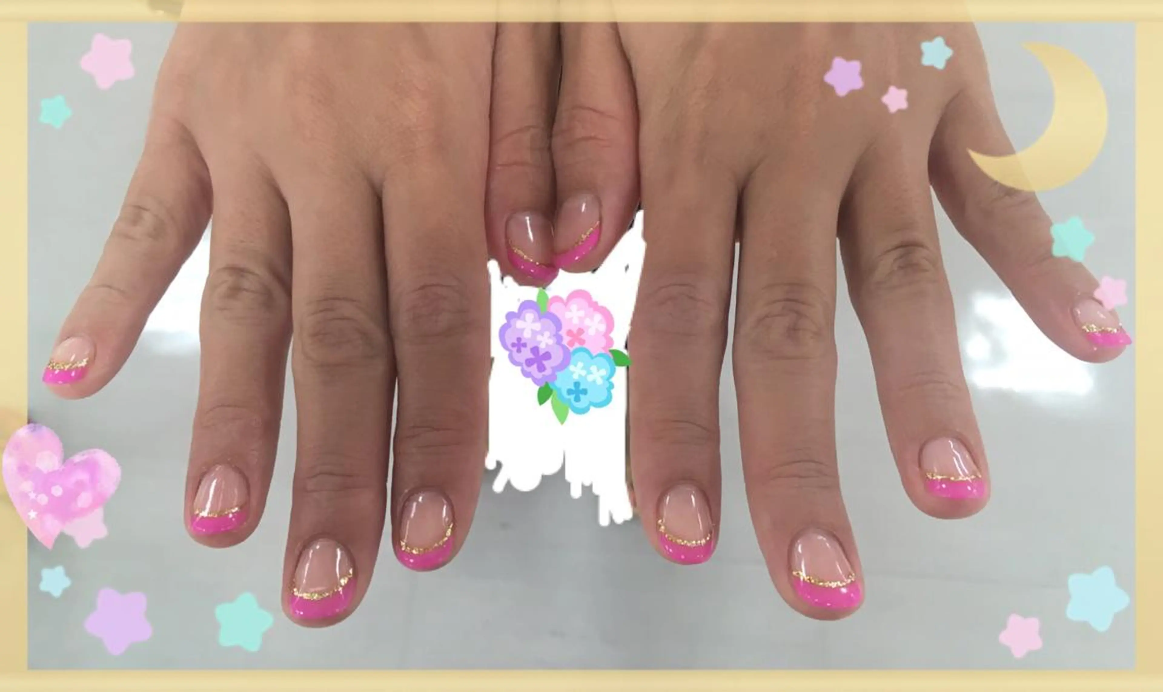 ネイル フレンチネイル ラメ(グリッター) ネイル＆フラワーサロン〜Ri✦hiro〜鳥栖店所属・HIRATA RIEのネイルデザイン