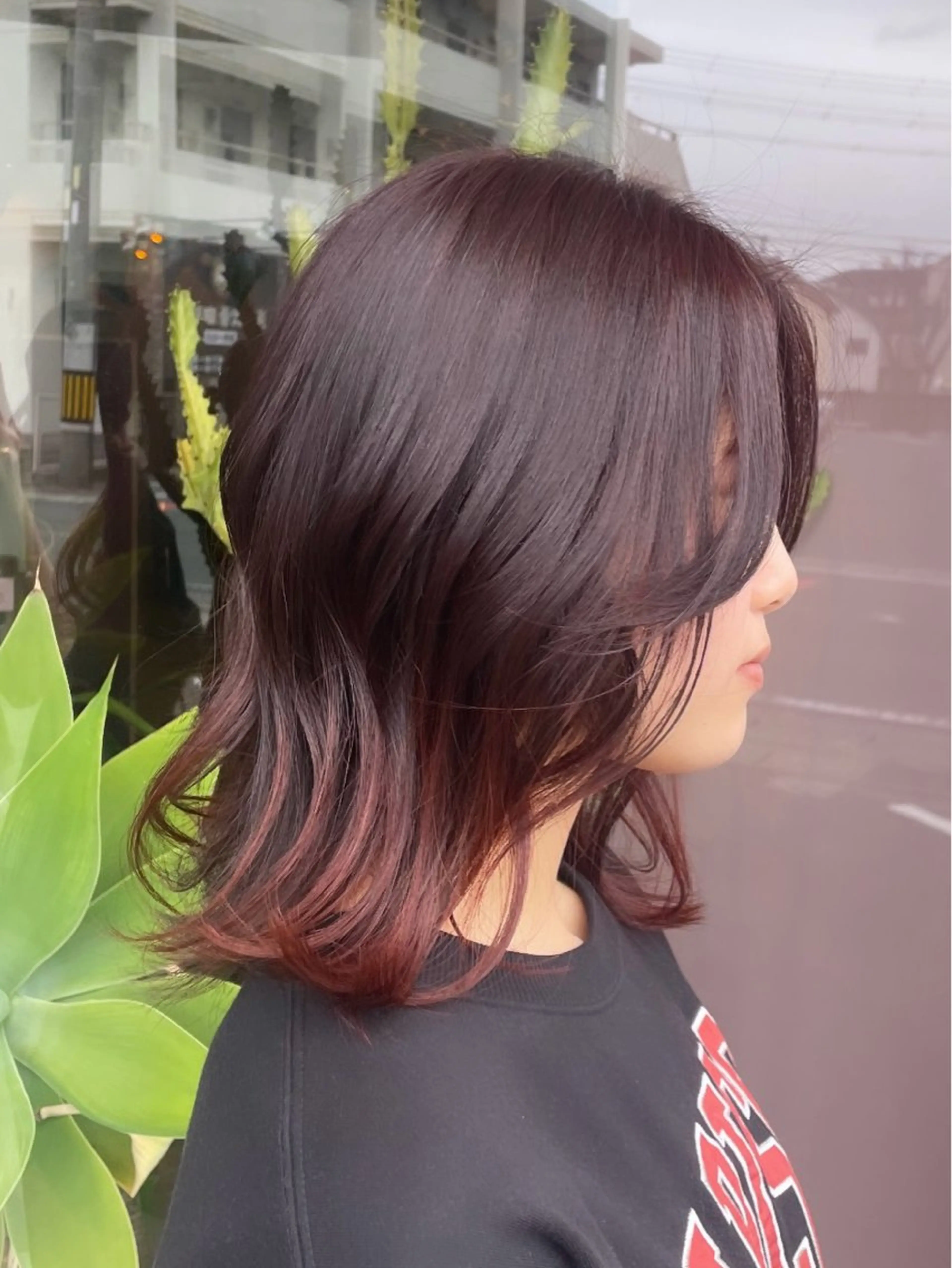 ミディアム カラー なつき/ 艶カラー/縮毛矯正のヘアスタイル