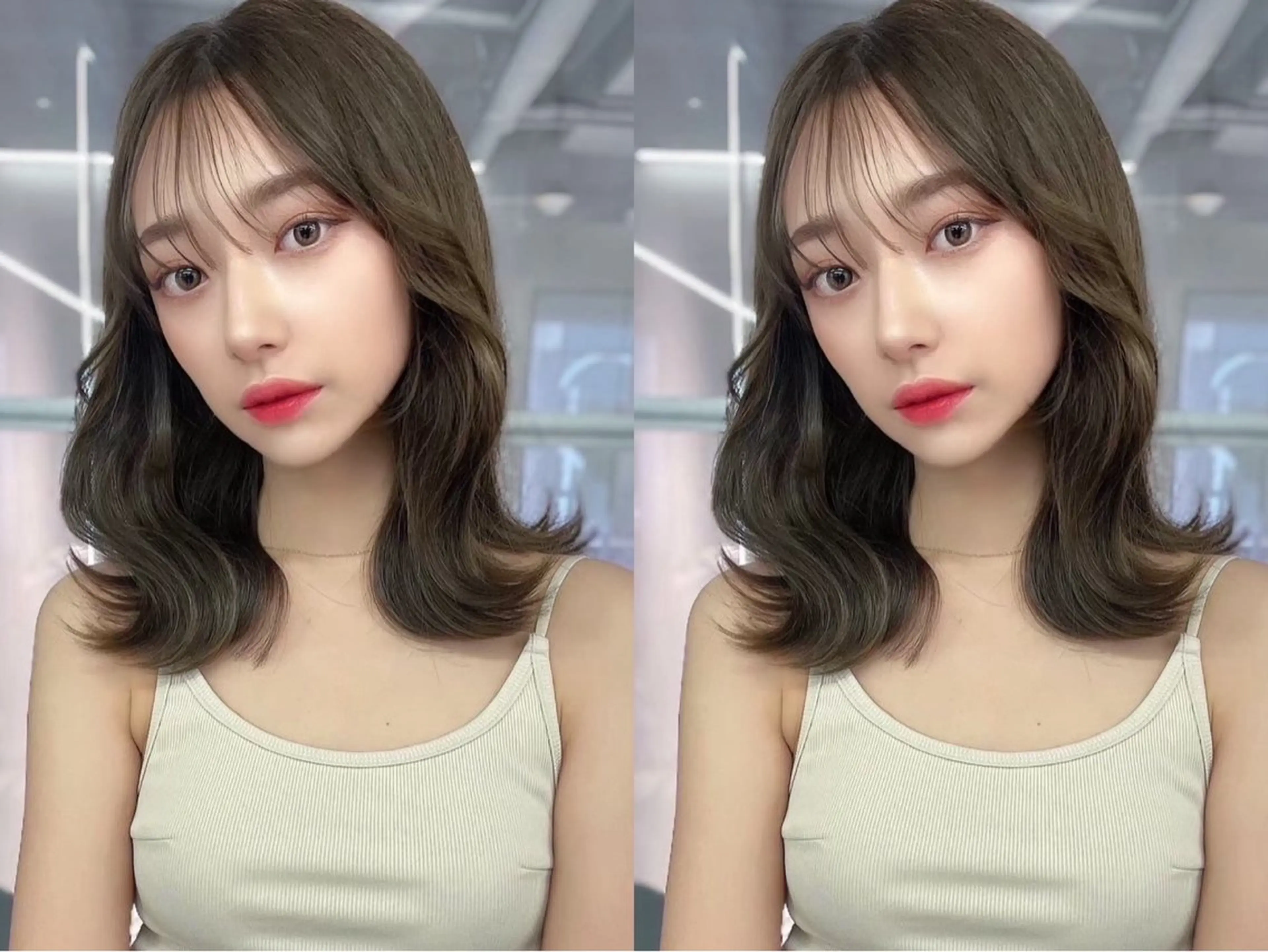 ミディアム カラー カット ヘアカラー トリートメント レイヤー\髪質改善 /透け感カラー/艶髪のヘアスタイル