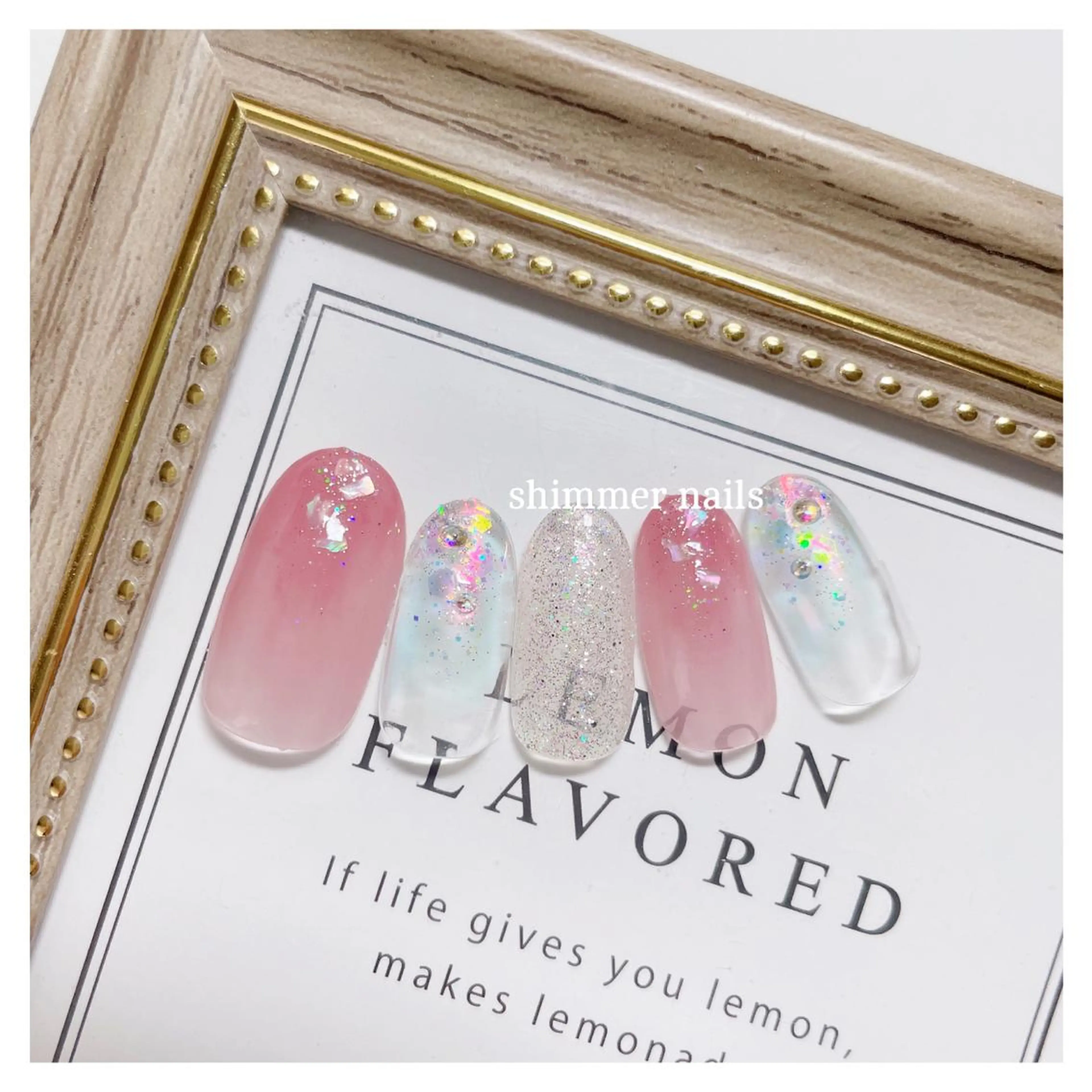 ネイル オーロラネイル ピンク shimmer nailsのネイルデザイン