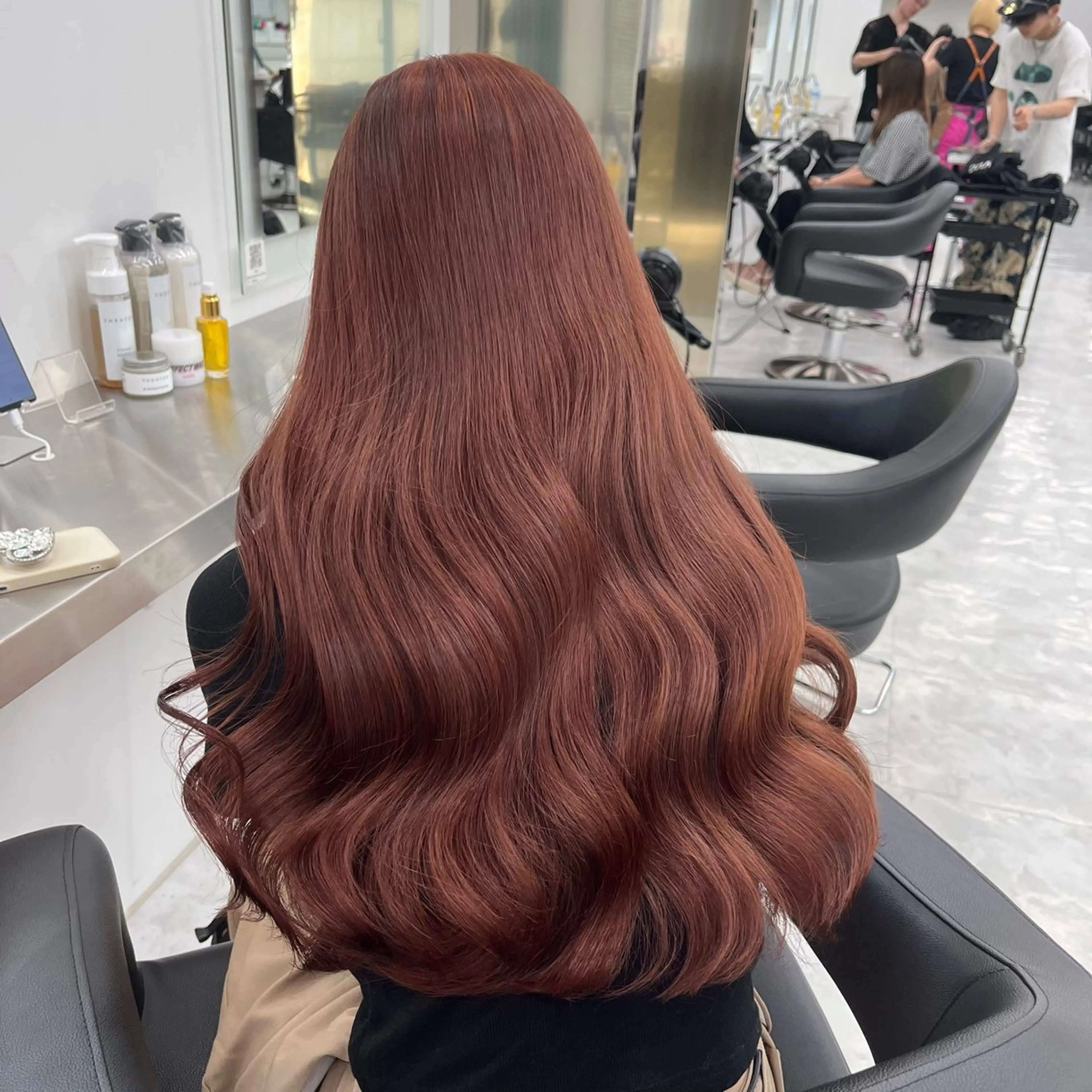 ロング ヘアカラー トリートメント ヘッドスパ ヘアセット 💗韓国暖色ヘア NO.1💗🪽のヘアスタイル