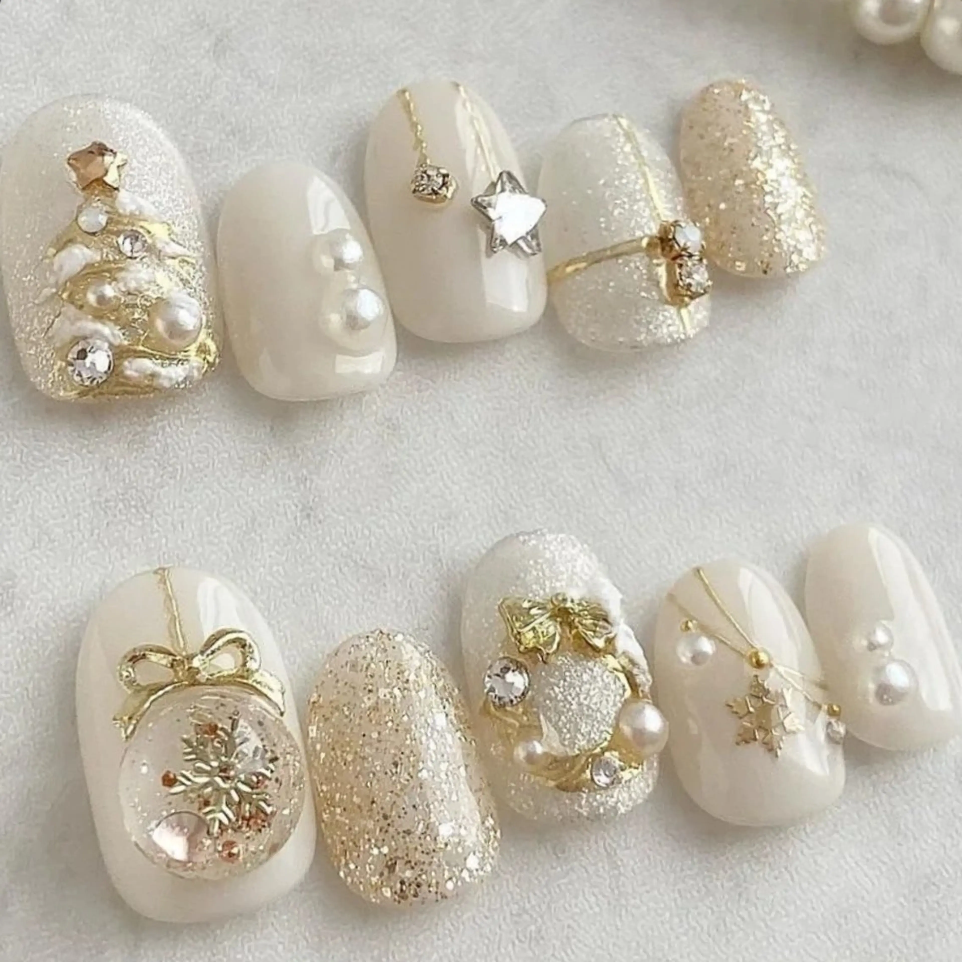 ネイル 冬ネイル クリスマス ネイリストゆか💅 長さだし、深爪矯正のネイルデザイン