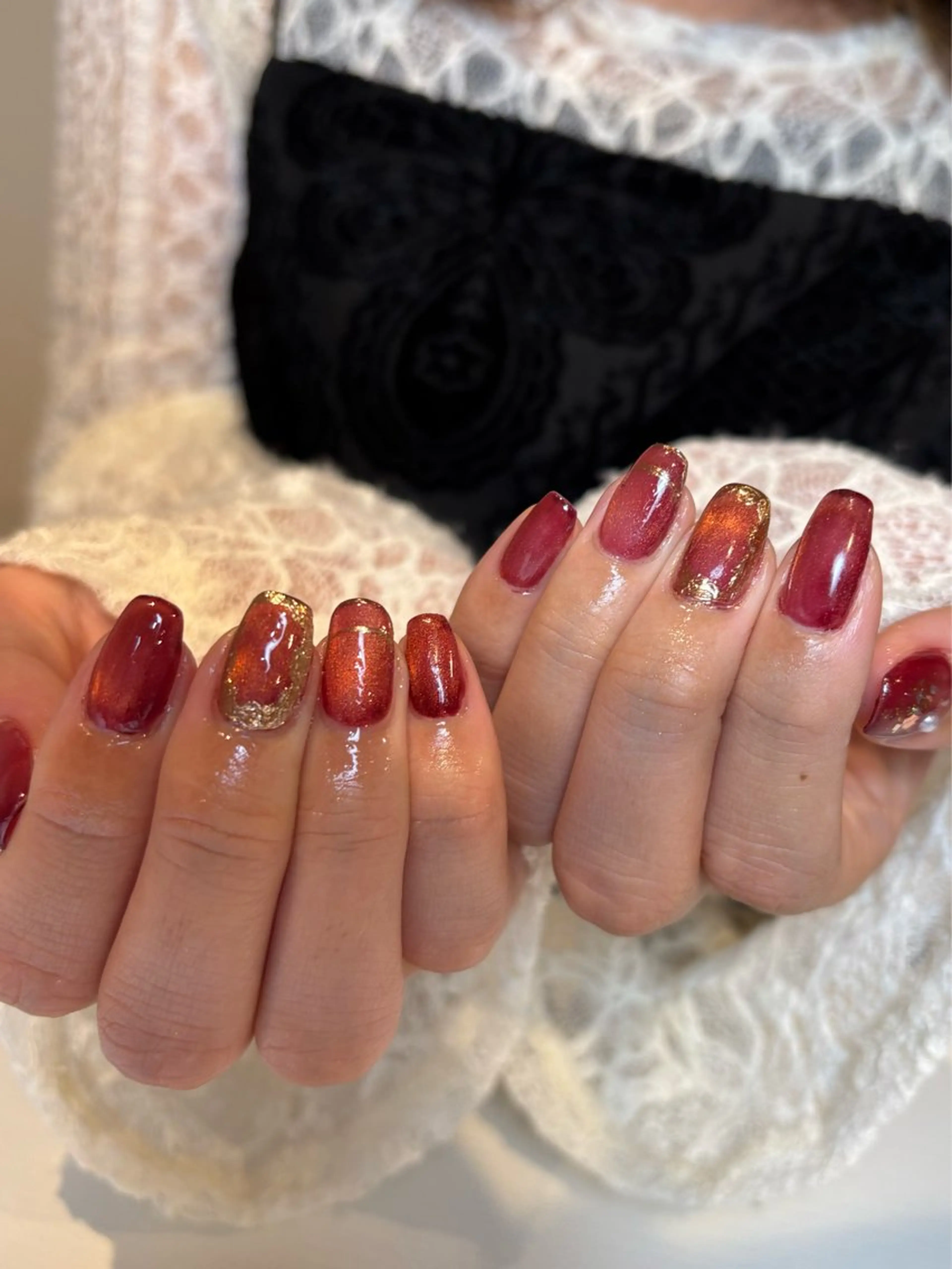 ネイル グラデーション 韓国ネイル マグネットネイル ニュアンスネイル 冬ネイル ハンドネイル Kai  nail Mayukoのネイルデザイン