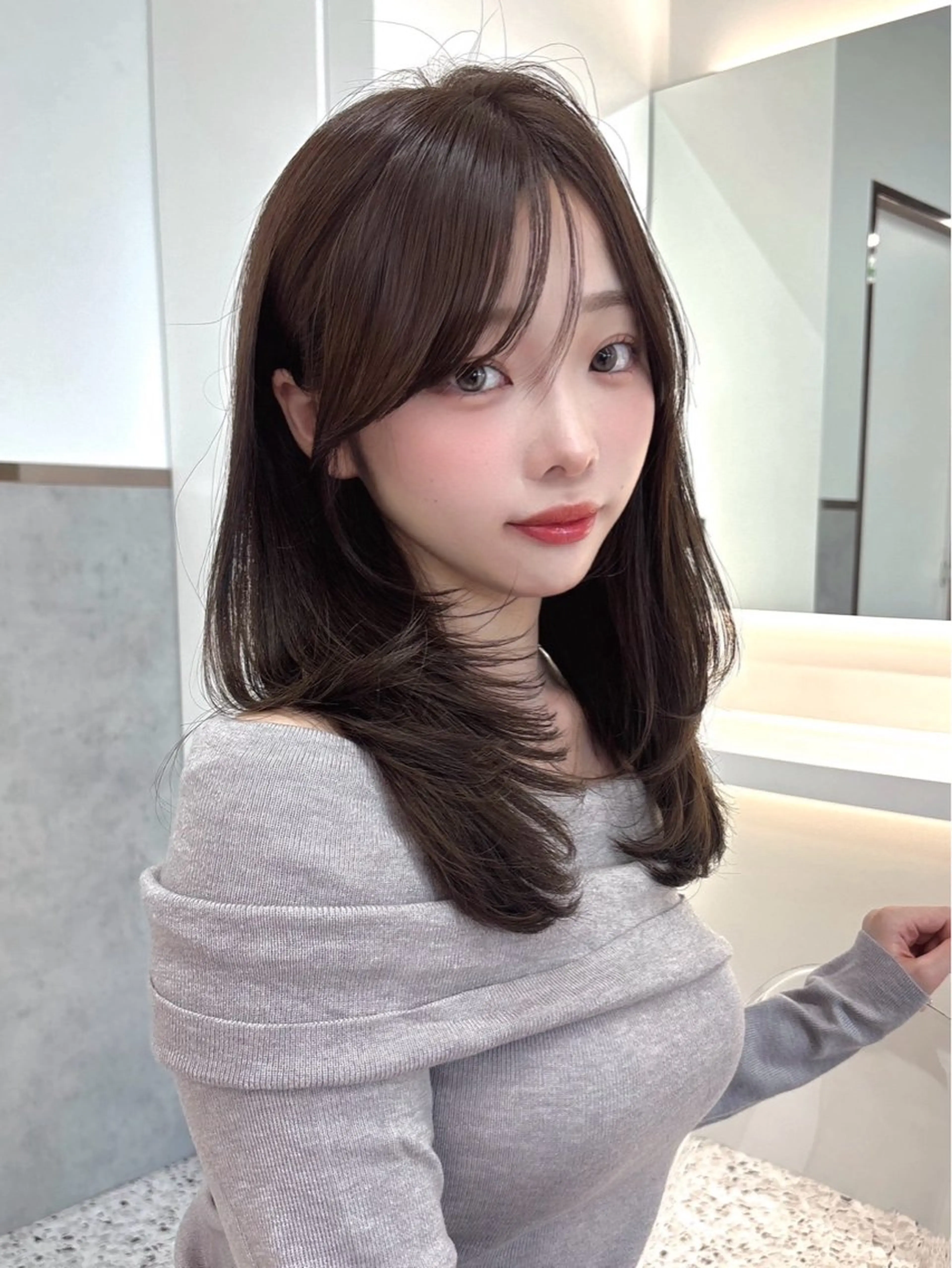 ミディアム カラー トリートメント 髪質改善×韓国ヘアサロン　Role 博多【ロール】所属・🤍韓国ワンホンヘア ayaha🤍のヘアスタイル