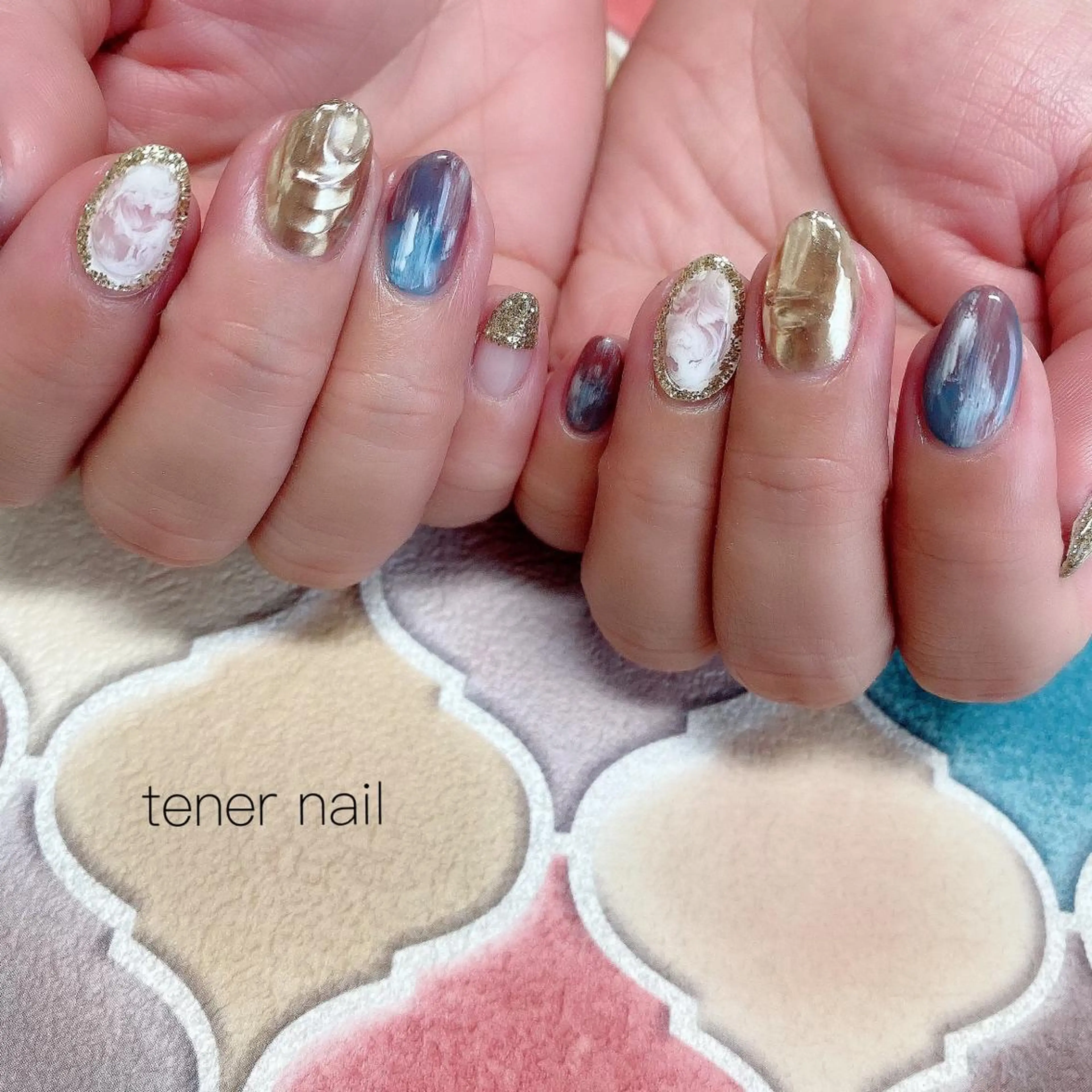 ネイル 大理石ネイル(マーブル) ミラーネイル tener  nail  テネルネイル所属・テネルネイル tener nailのネイルデザイン