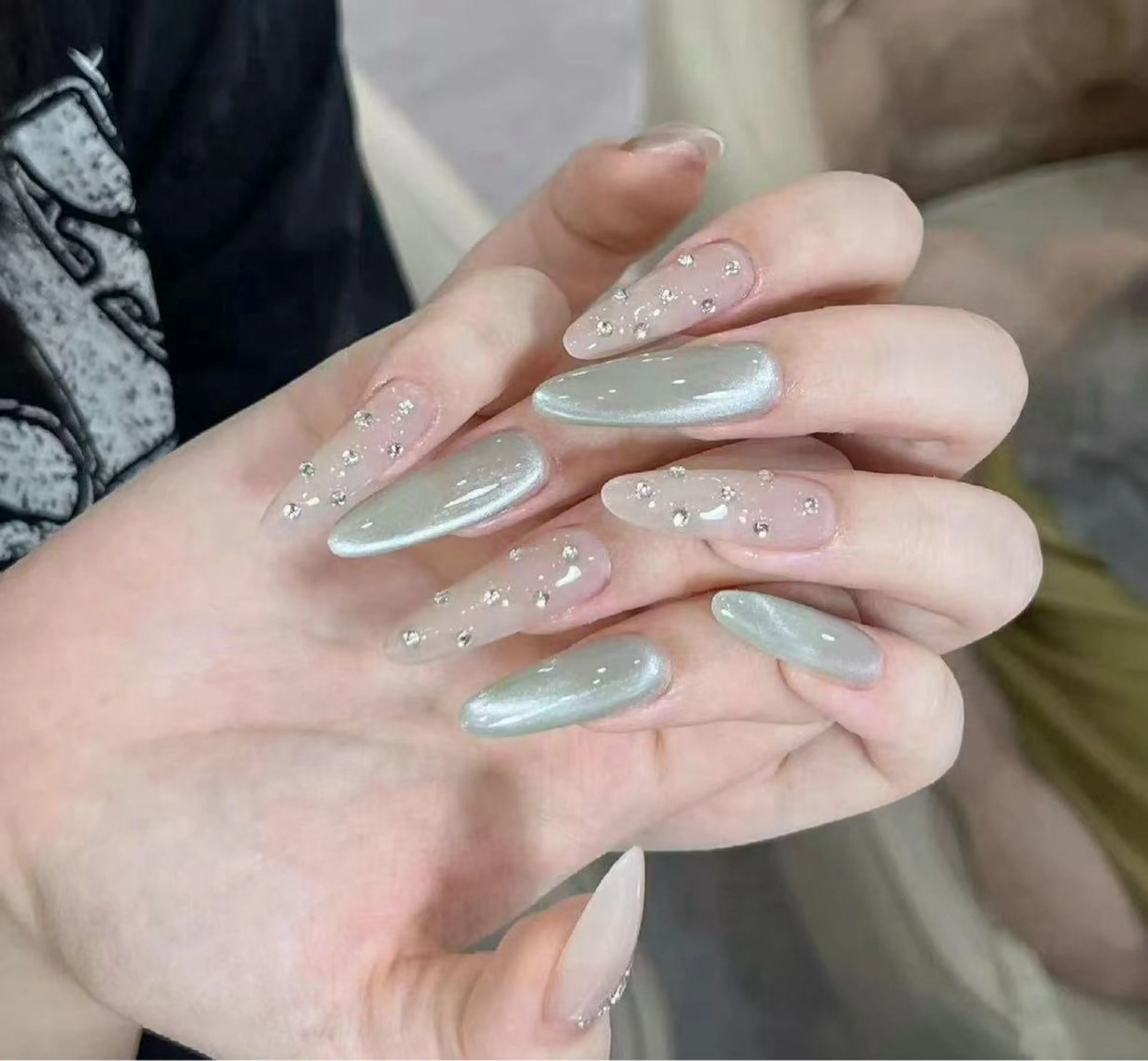 ネイル フラワーネイル フレンチネイル ジェルネイル ガラスフレンチ ハート ハンドネイル BabyYouMi nailのネイルデザイン