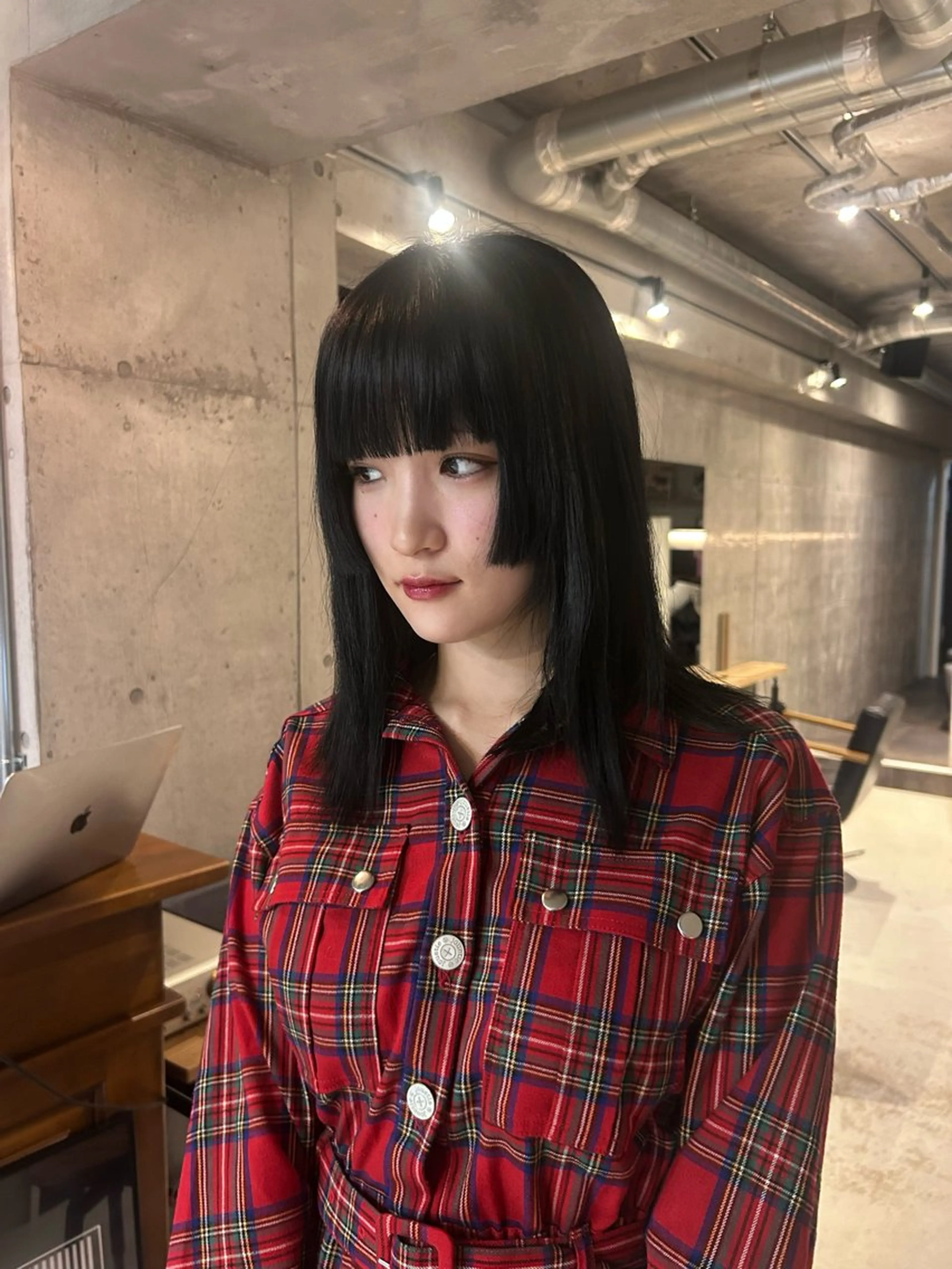 ミディアム ヘアカラー 田中 沙和のヘアスタイル