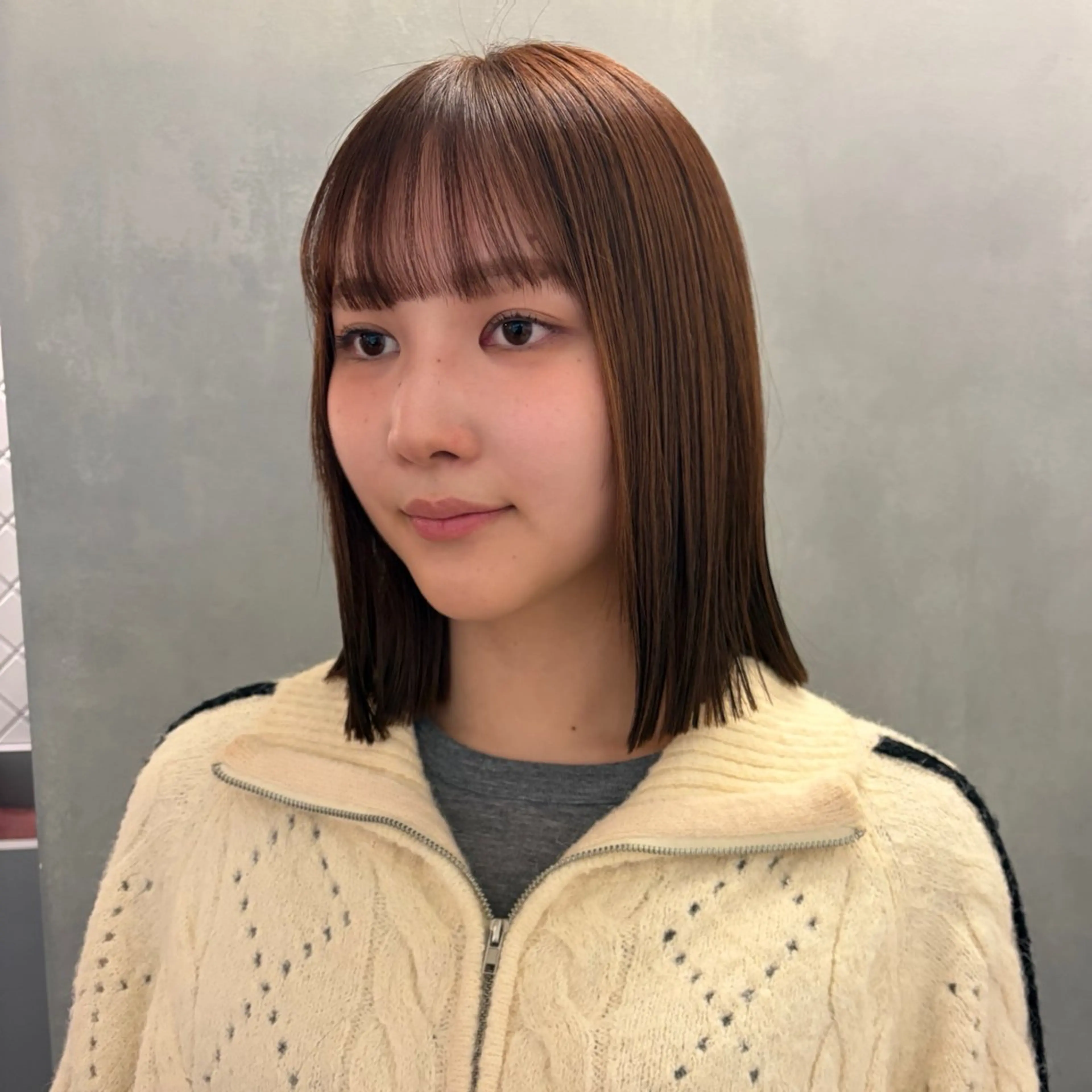 ミディアム カラー ブラウンカラー カット ヘアカラー 🦖ミニボブ/ボブ /MOEKA🦕のヘアスタイル