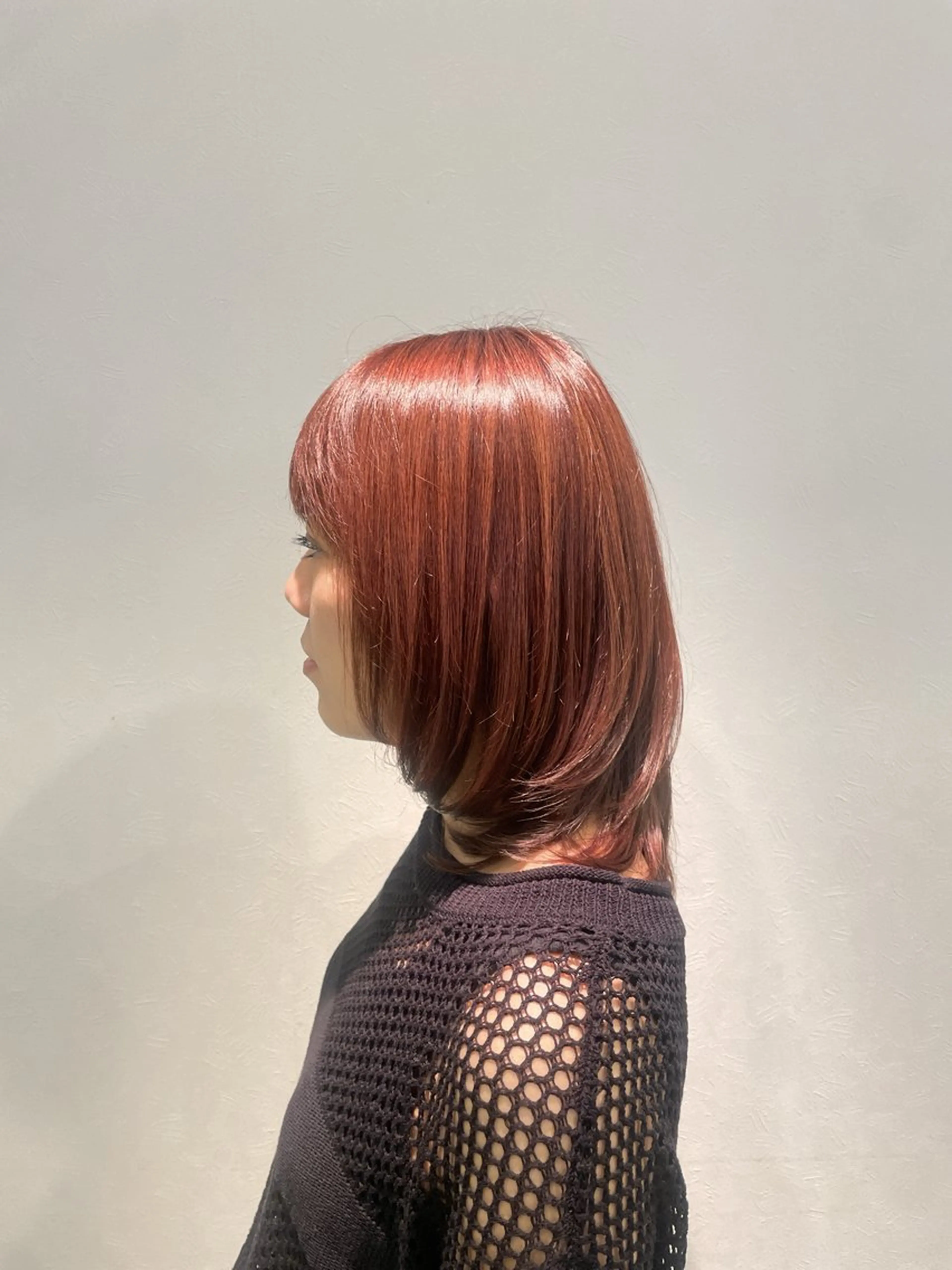 ミディアム ピンクブラウン レイヤーカット Rian所属・原口 れいなのヘアスタイル