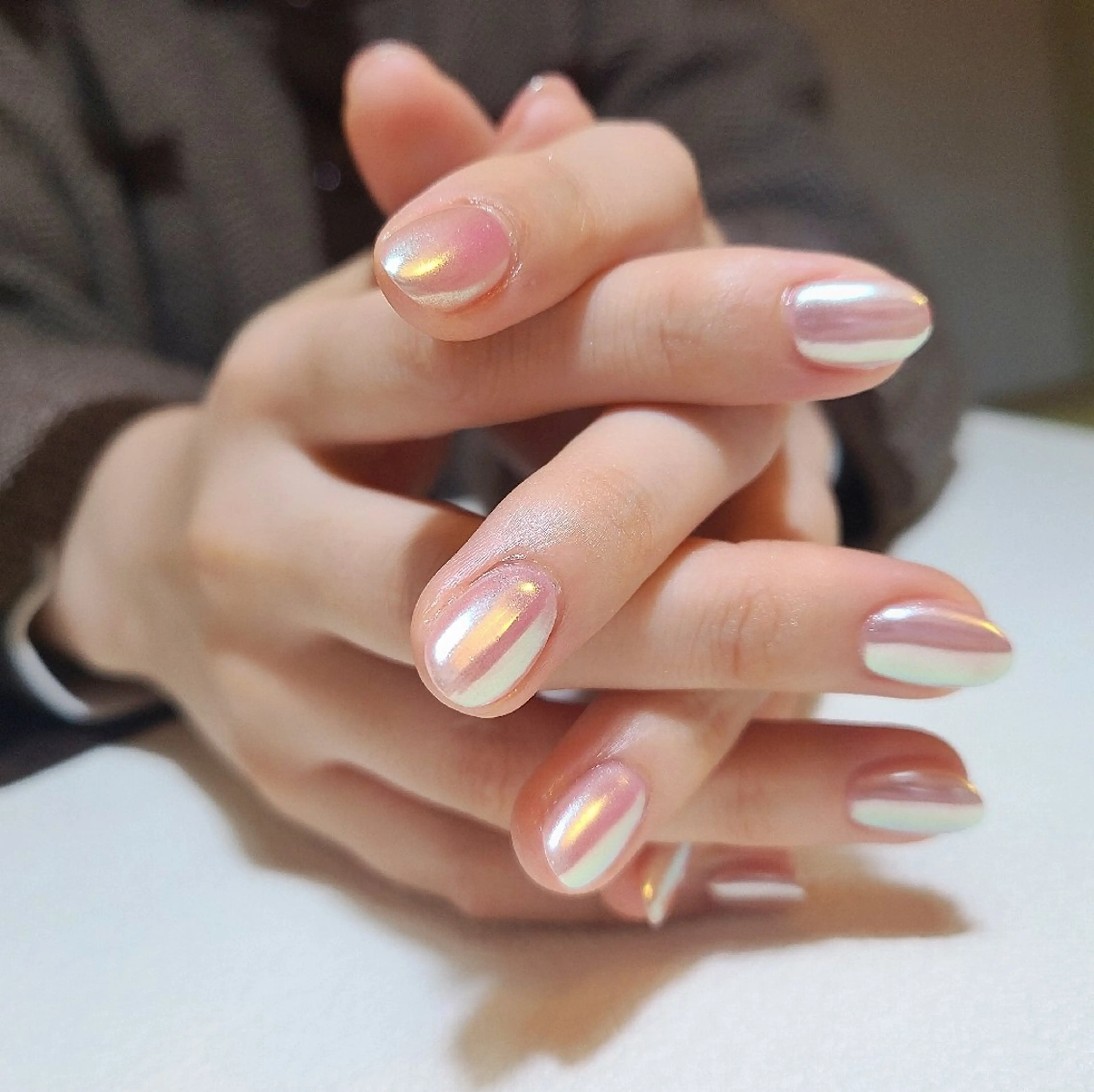 ネイル オーロラネイル ワンカラーネイル ピンク 佐々木 優のネイルデザイン