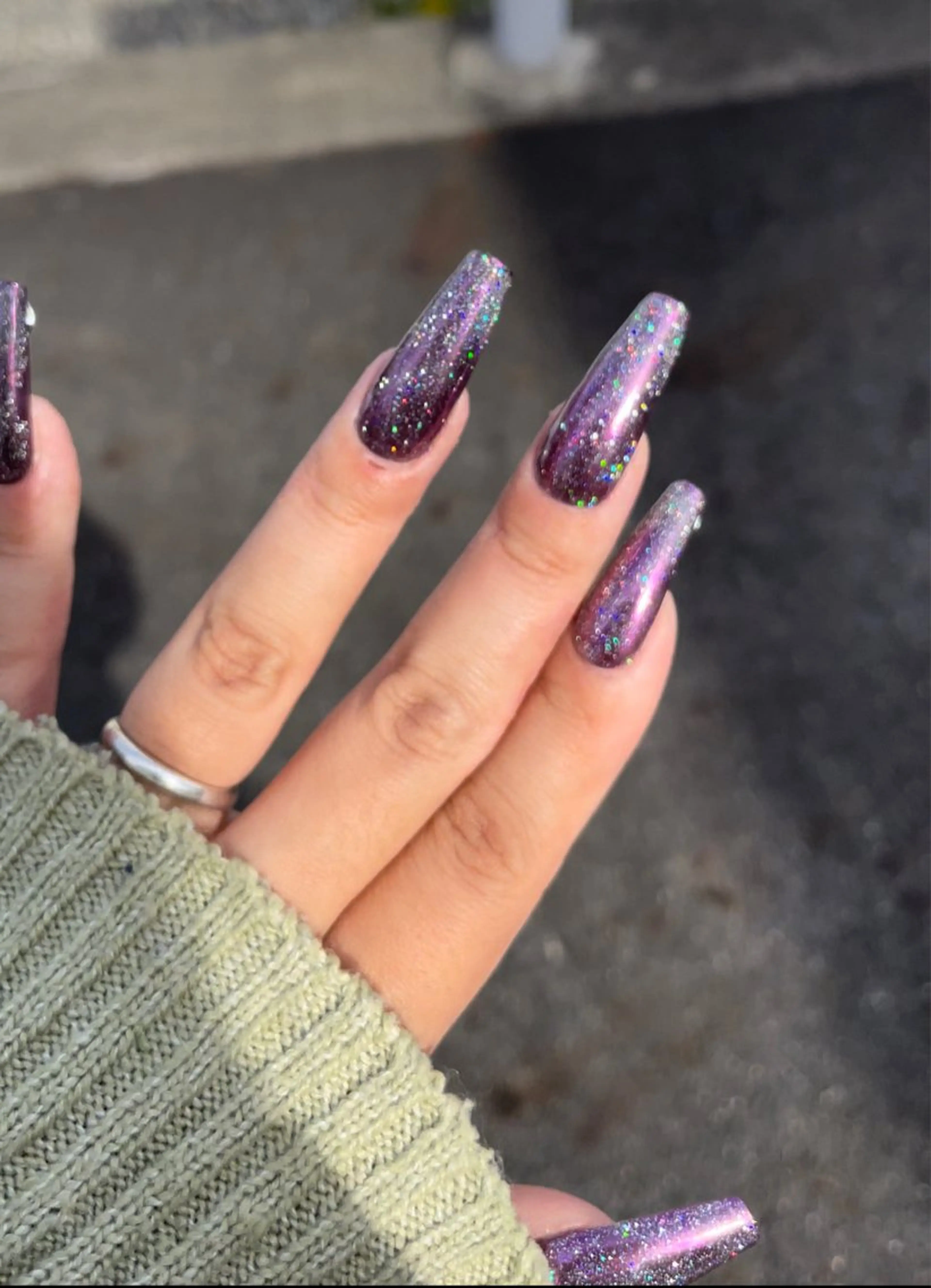 ネイル フラッシュネイル キラキラネイル ミラーネイル 冬ネイル Ri-e's nailのネイルデザイン