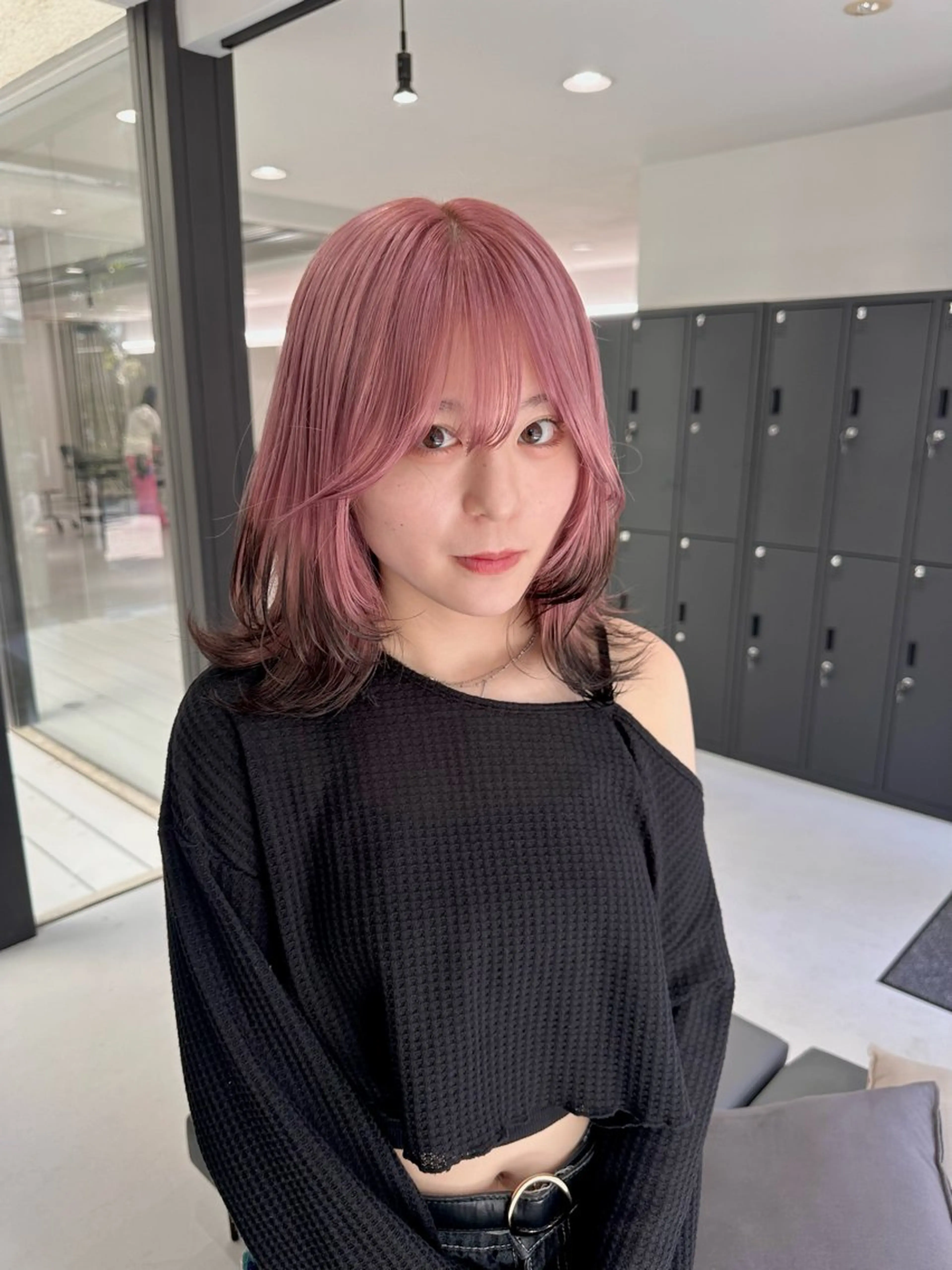 ミディアム カラー ヘアカラー トリートメント ピンクベージュ/新潟 万代/高橋桃葉🍑のヘアスタイル