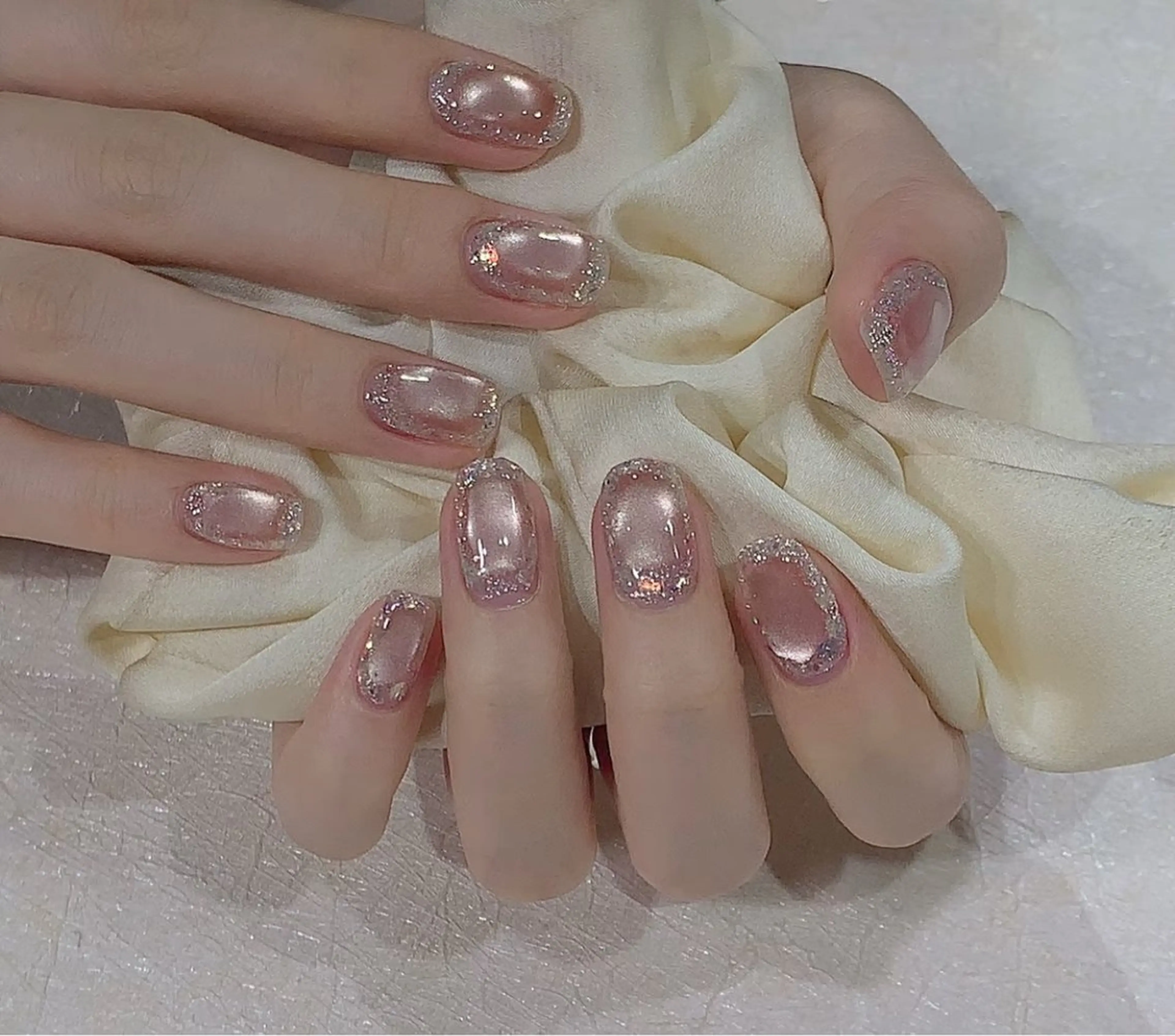 ネイル アートネイル オーロラネイル チークネイル フレンチネイル ガラスフレンチ ハンドネイル 🎀🎀YooLi Nail Salonのネイルデザイン