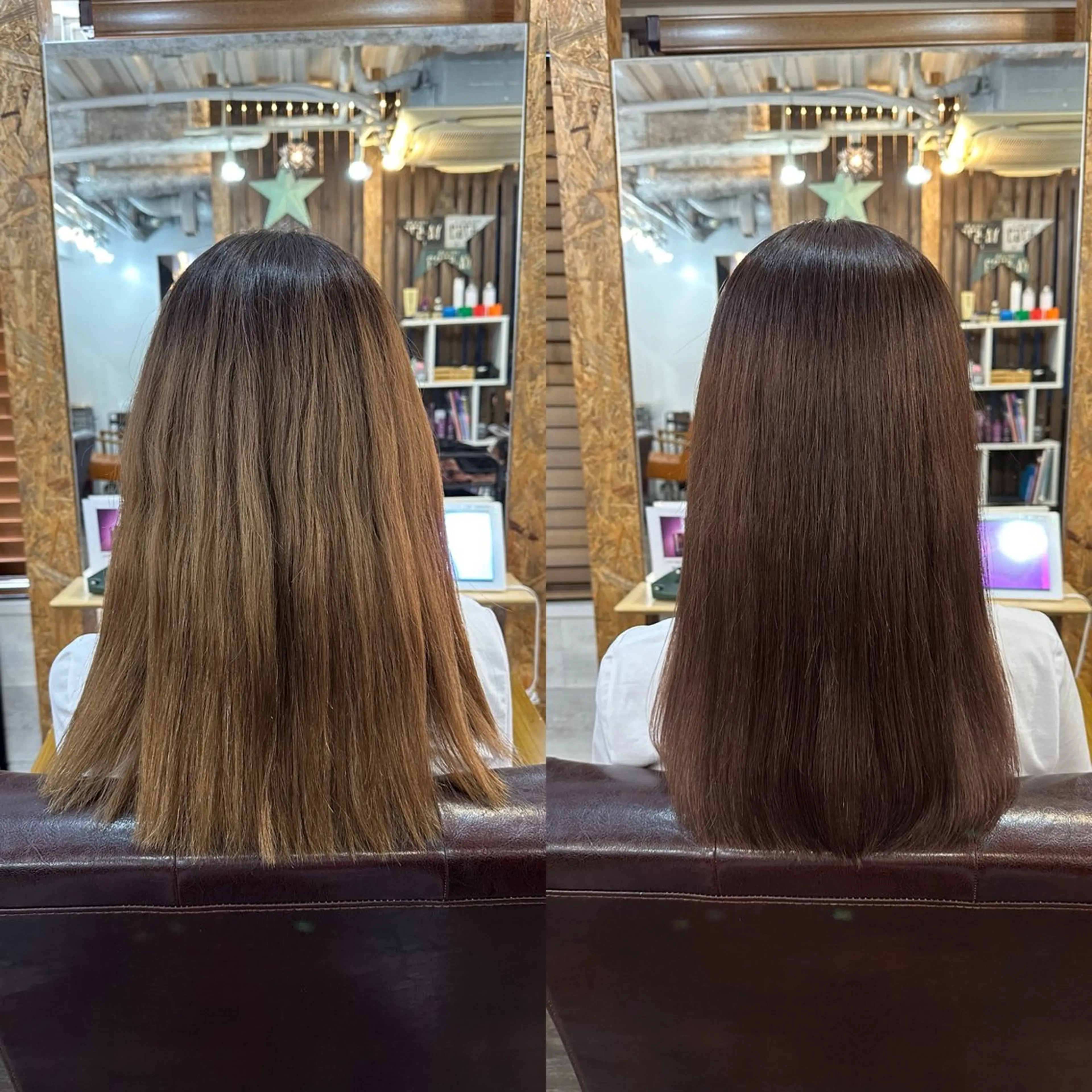 セミロング カラー 縮毛矯正 ブリーチ毛対応酸性 ストレート🌈サキのヘアスタイル