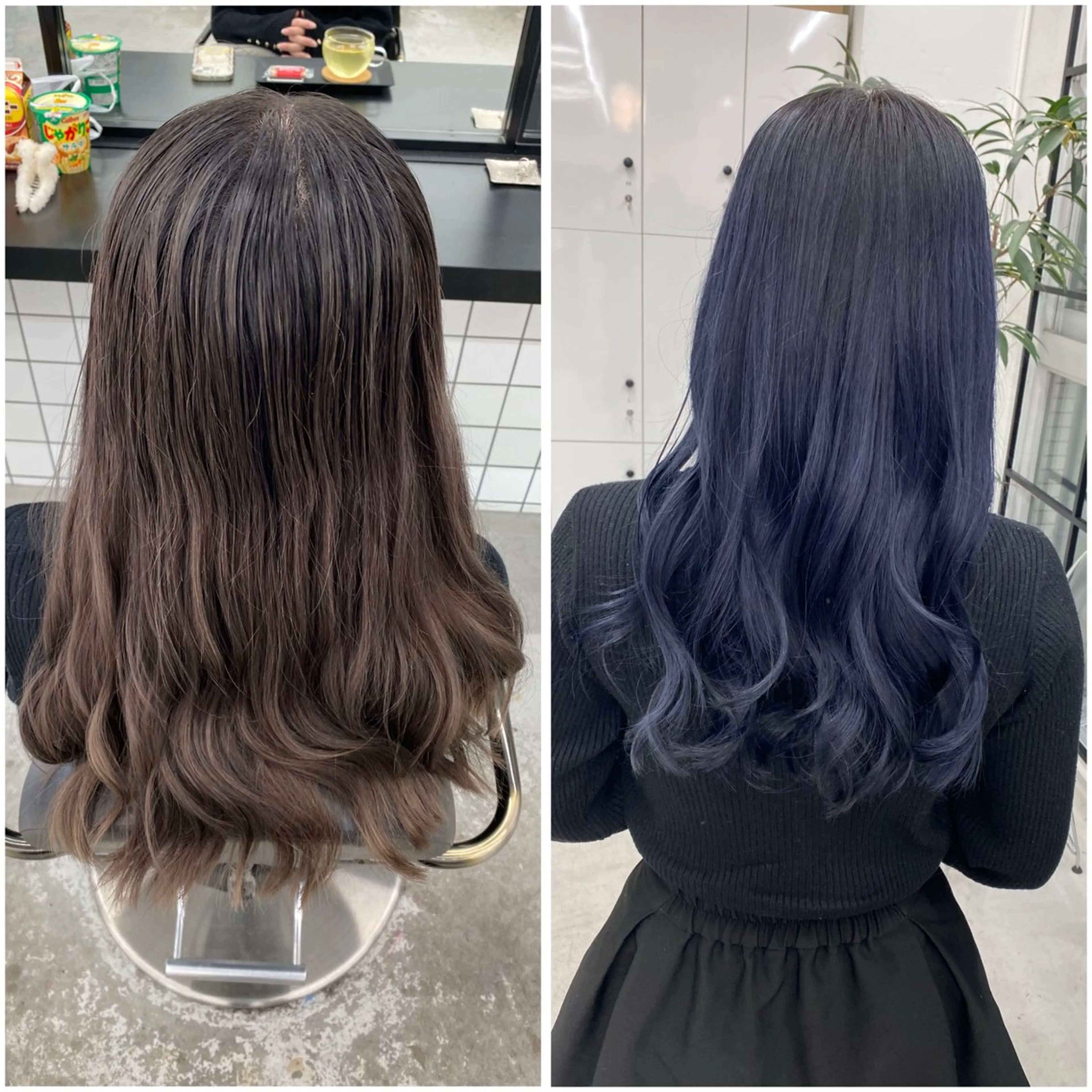 ロング カラー 黒髪 ブルーカラー ブルーブラック JILL🌟 せいゆのヘアスタイル