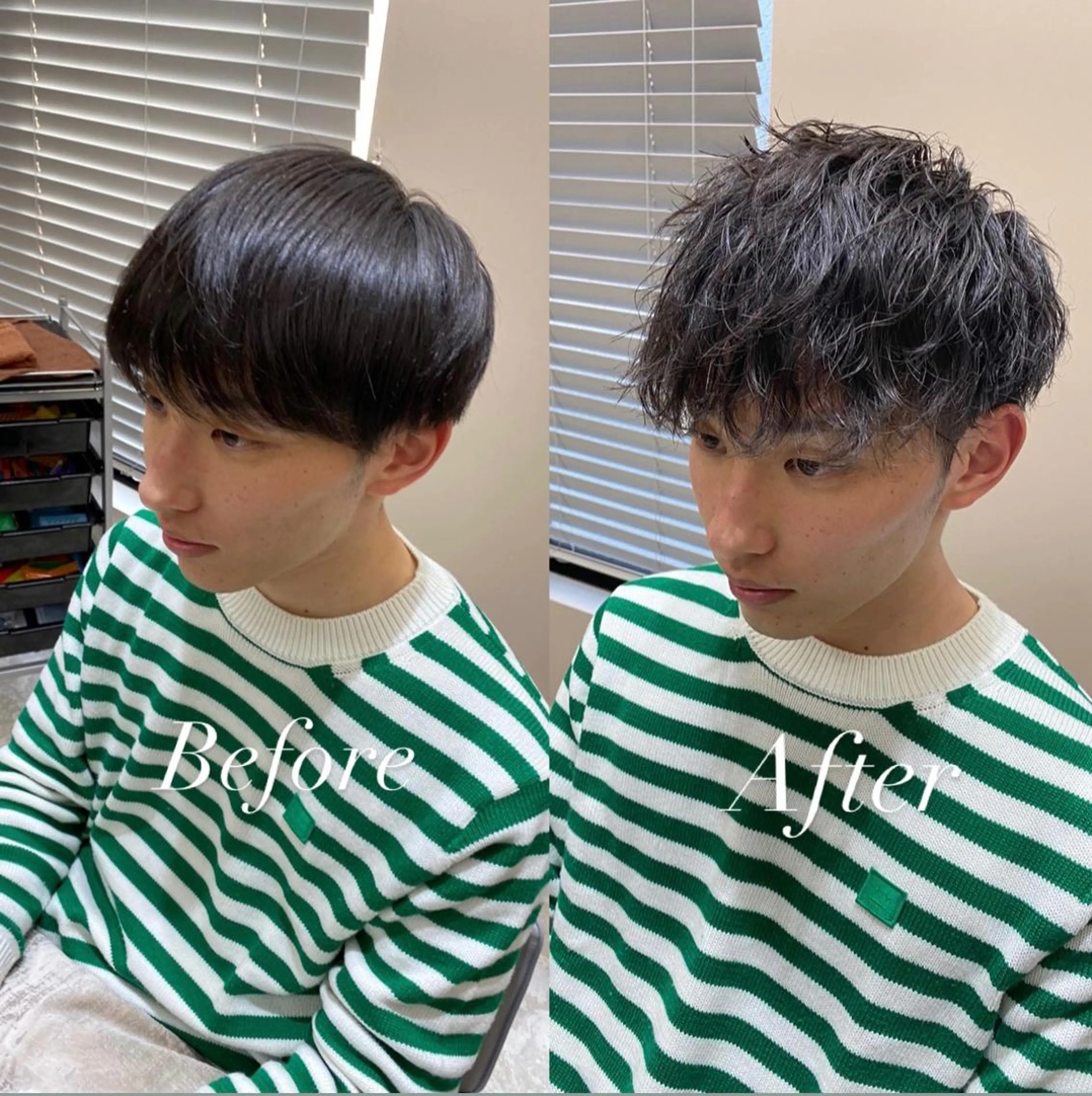 パーマ メンズ アップバング マッシュ メンズパーマ メンズツイストパーマ ツイストスパイラルパーマ BLEUNIR  中崎町所属・梅田中崎町メンズ 美容師ユースケのヘアスタイル