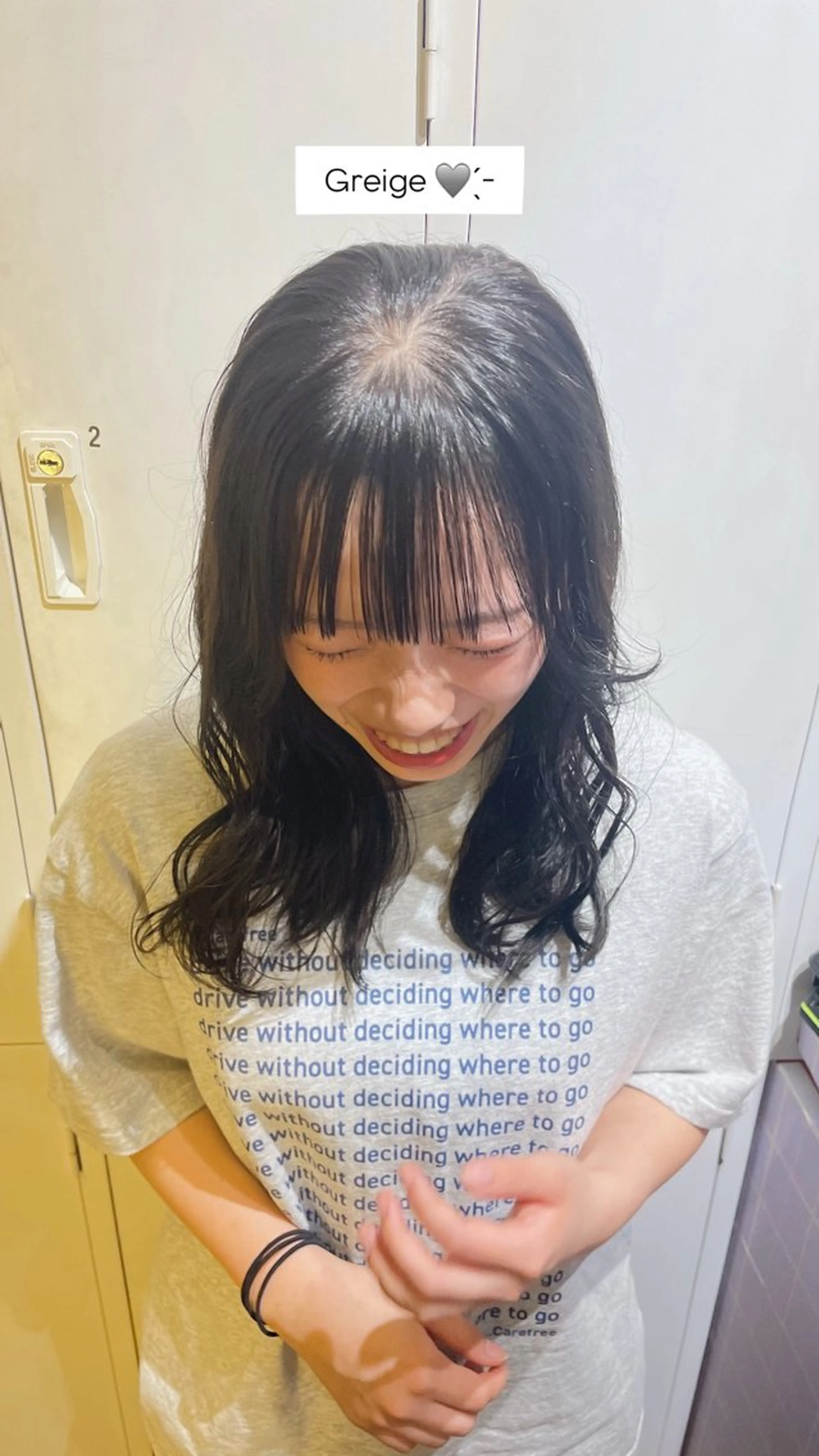 セミロング カラー グレージュ おくにし はなのヘアスタイル