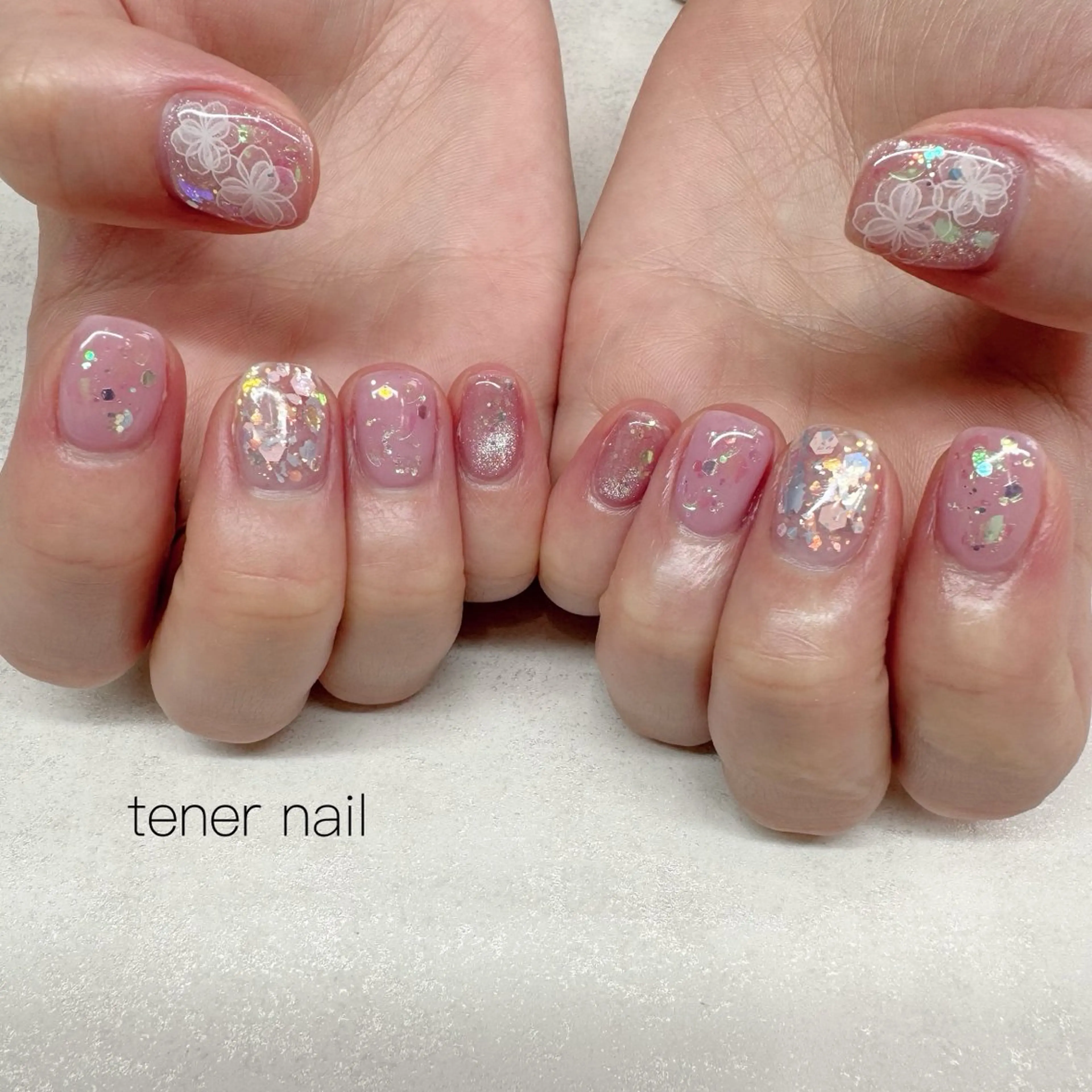 ネイル フラワーネイル ピンク ハンドネイル tener  nail  テネルネイル所属・テネルネイル tener nailのネイルデザイン
